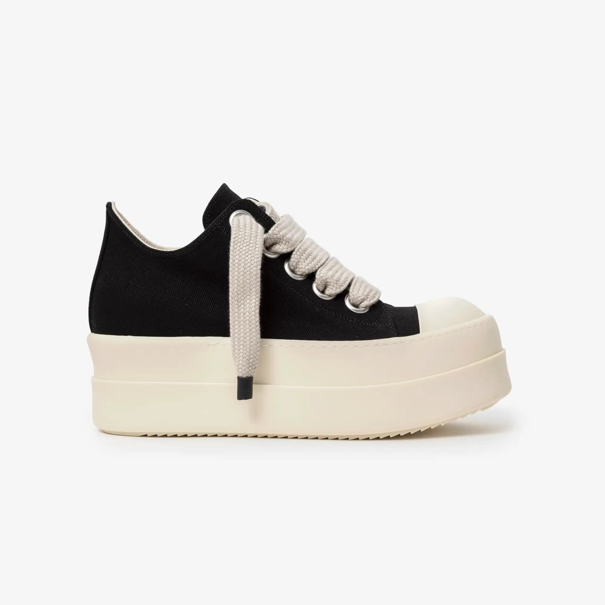 Rick Owens DRKSHDW Mega Bumper Jumbolace Low - Top Sneaks Black/Milk/Milk - 3