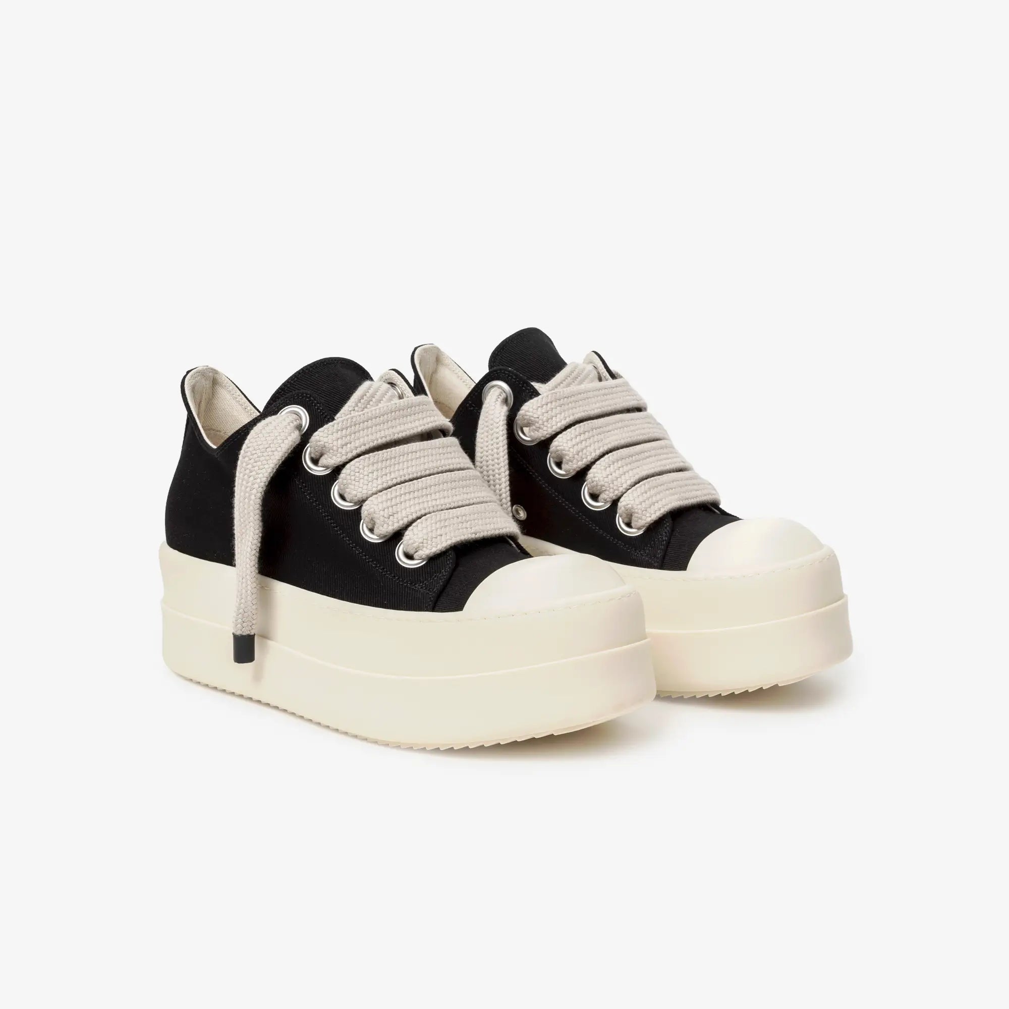 Rick Owens DRKSHDW Mega Bumper Jumbolace Low - Top Sneaks Black/Milk/Milk - 1