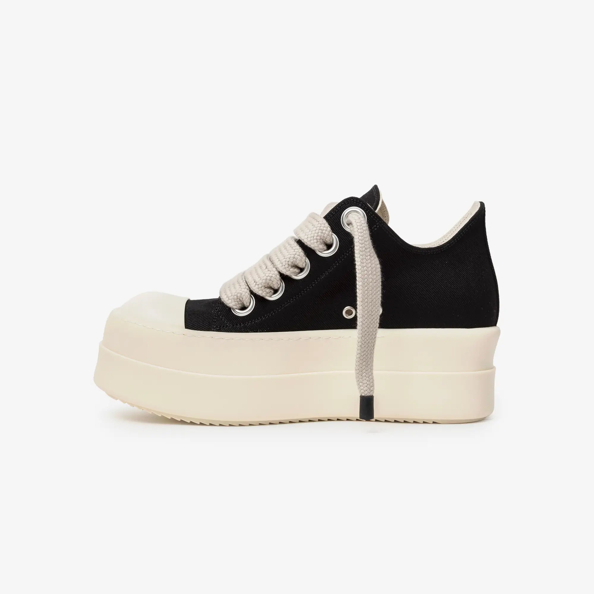 Rick Owens DRKSHDW Mega Bumper Jumbolace Low - Top Sneaks Black/Milk/Milk - 4