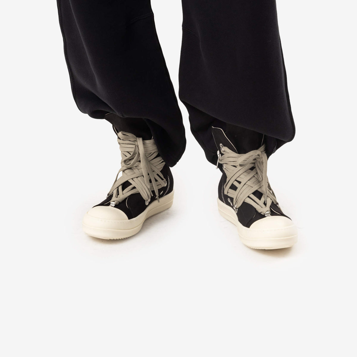 Rick Owens DRKSHDW Megalace High-Top Sneaks Black/Milk/Milk-2