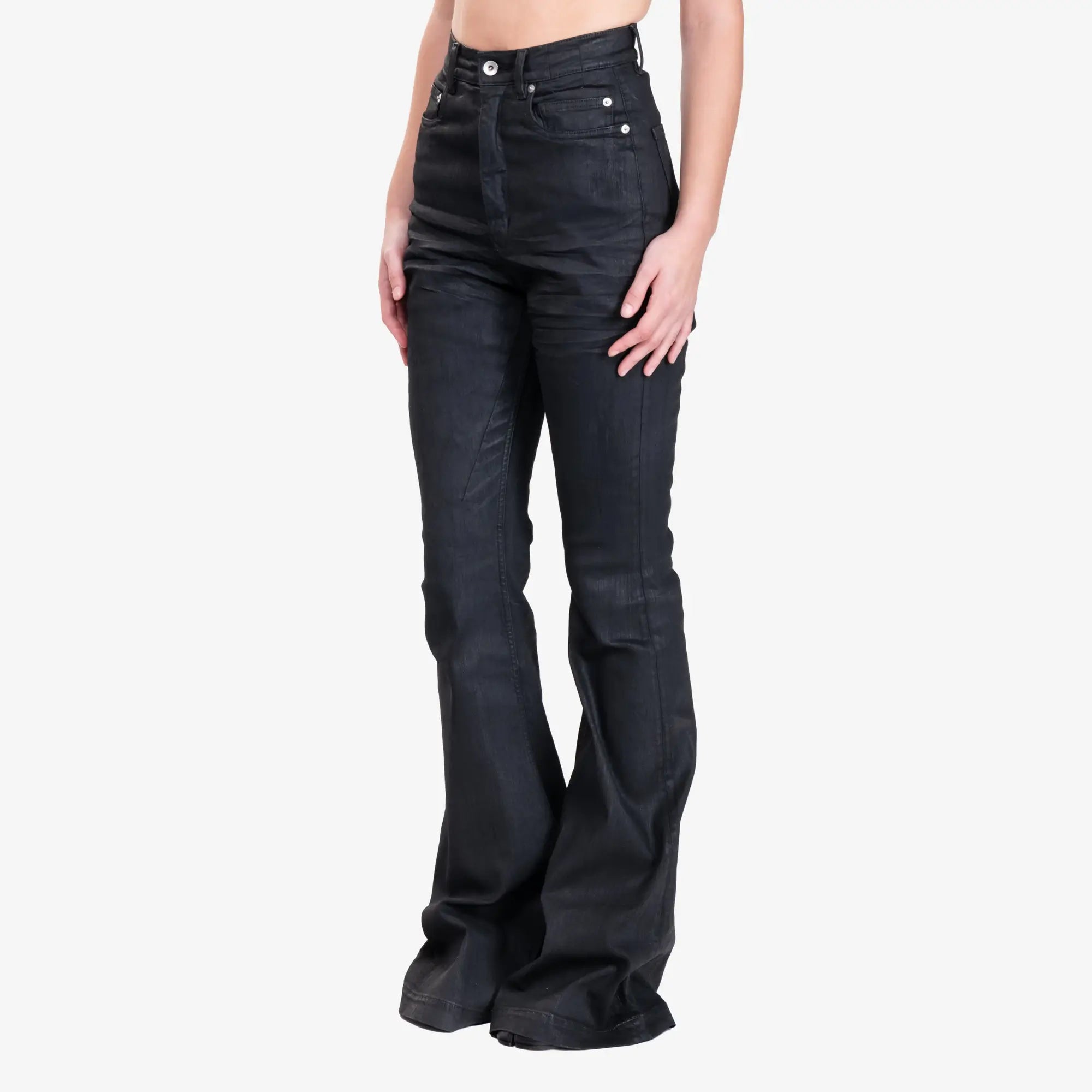 Rick Owens DRKSHDW Womens Bolan Bootcut Jeans Black Wax - 3