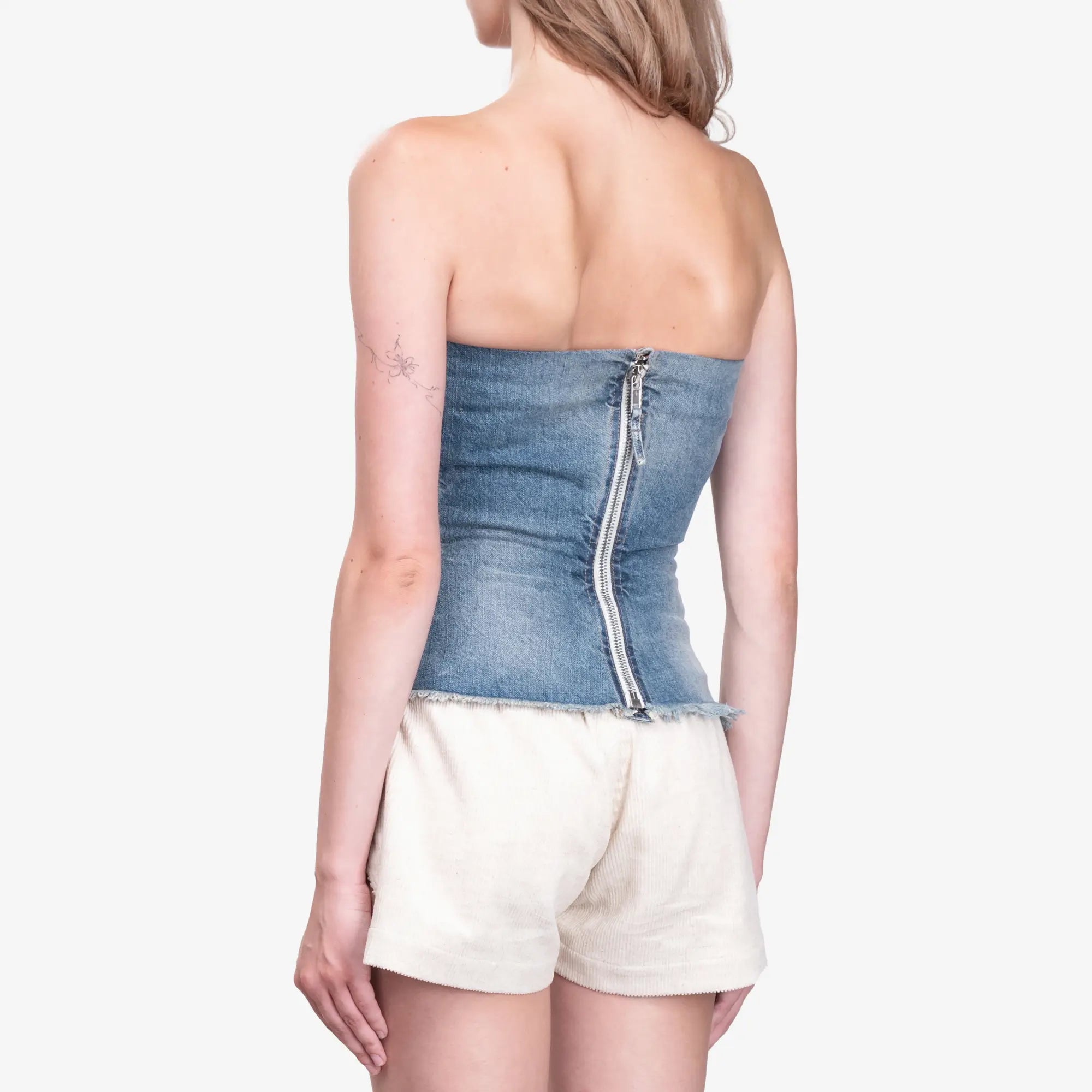 Rick Owens DRKSHDW Womens Bustier Top Washed Indigo - 4