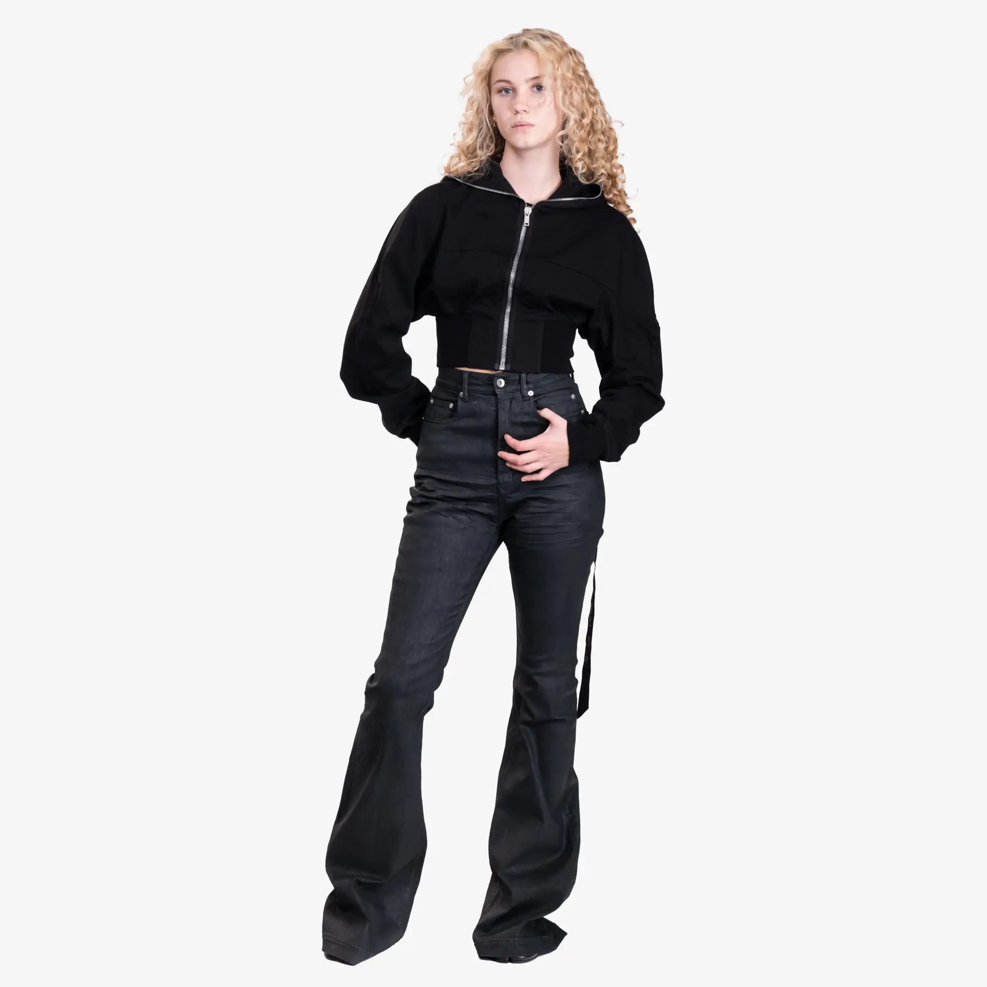 Rick Owens DRKSHDW Womens Collage Gimp Hoodie Black - 2