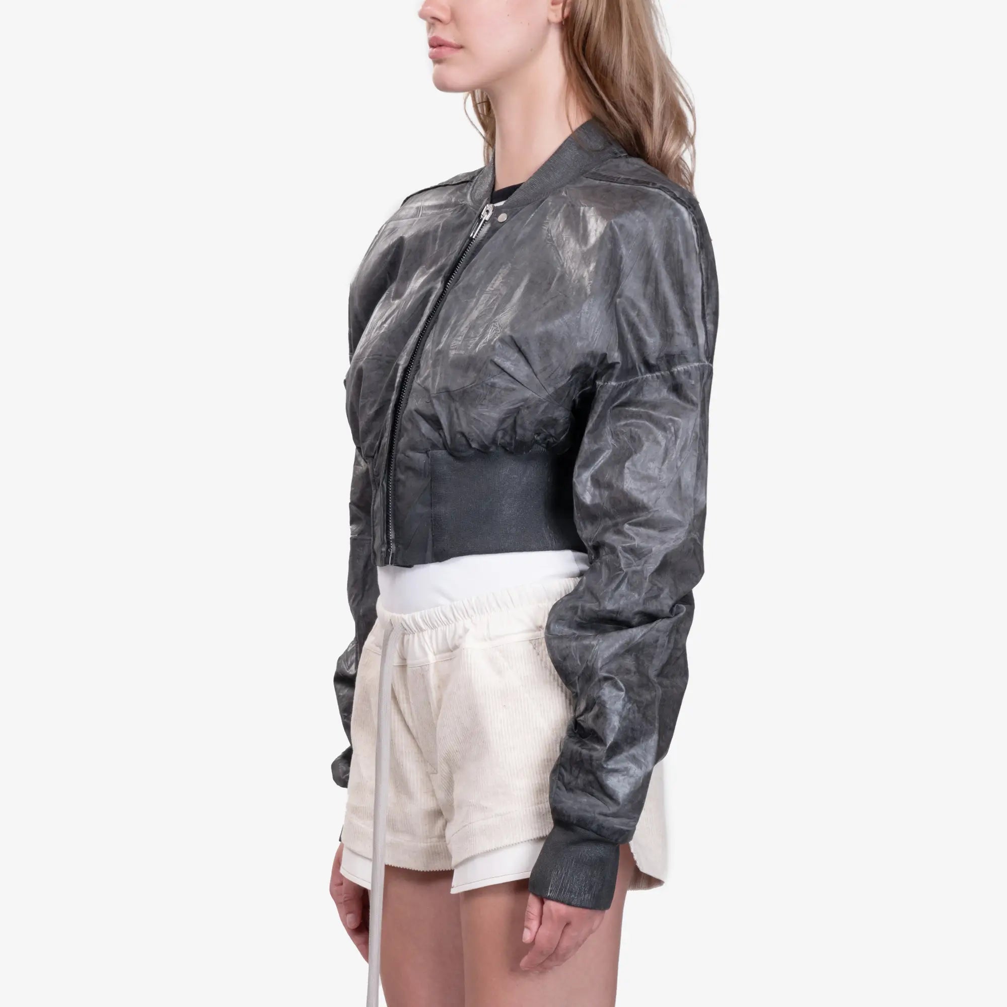 Rick Owens DRKSHDW Womens Cropped Flight Jacket Dark Dust - 3