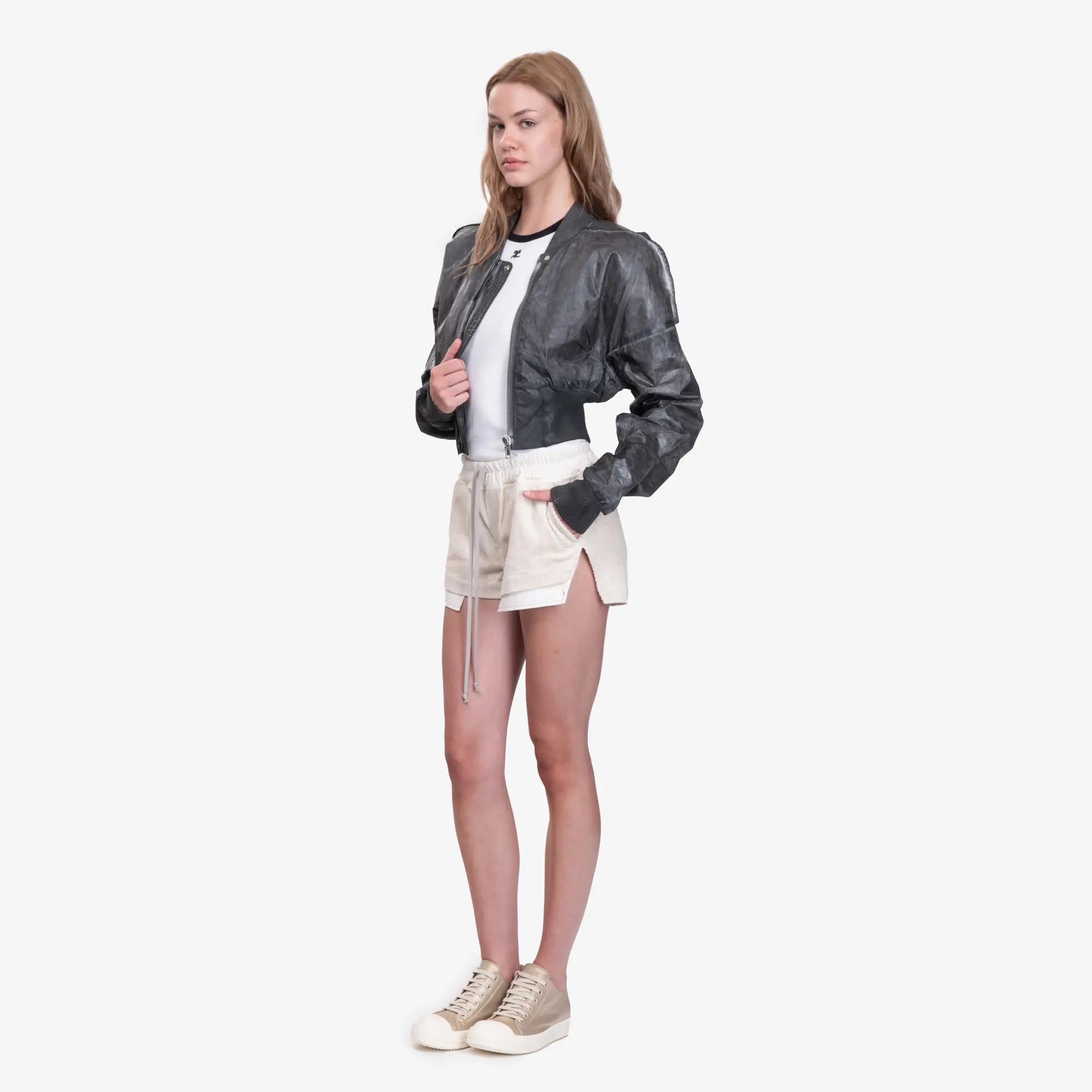 Rick Owens DRKSHDW Womens Cropped Flight Jacket Dark Dust - 2