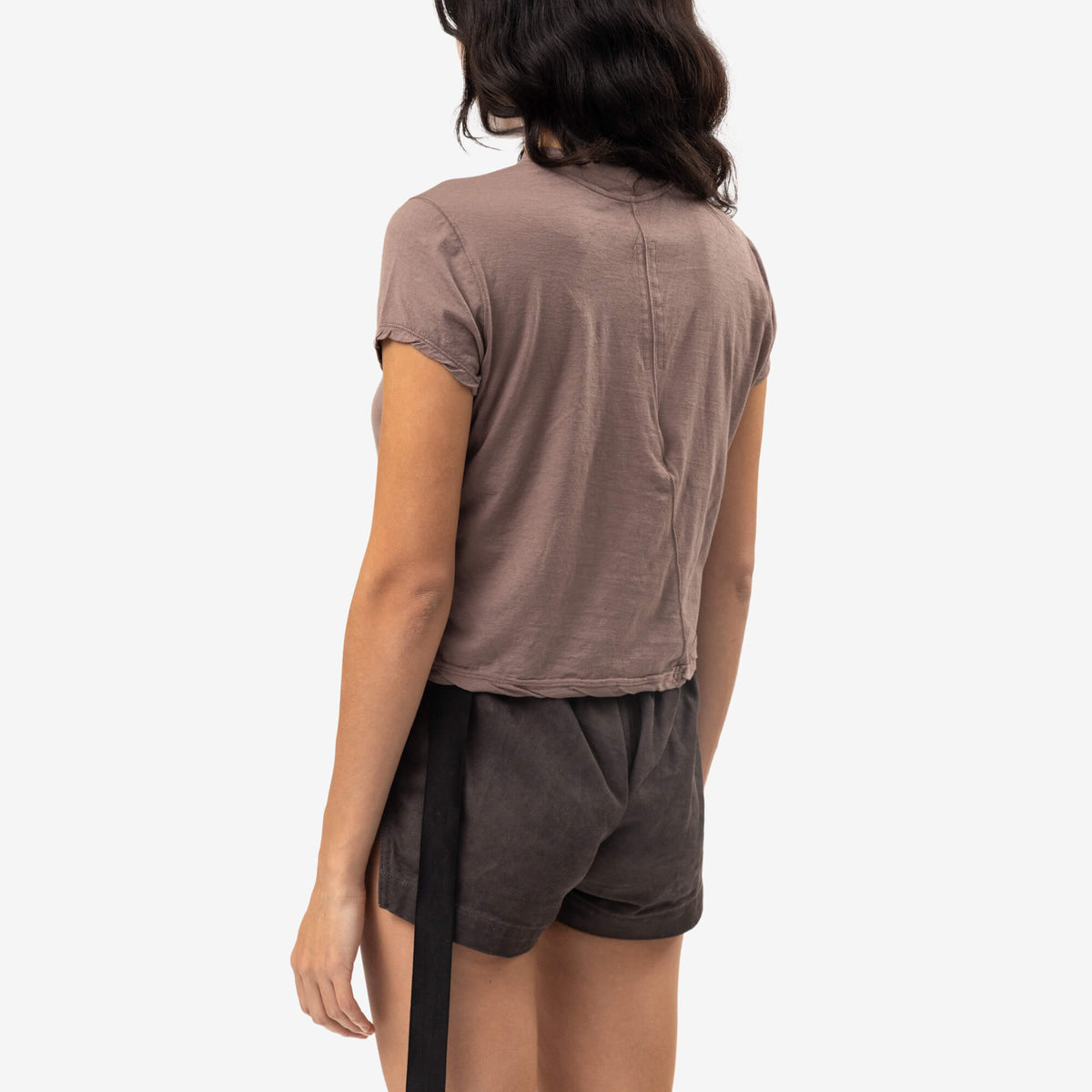 Rick Owens DRKSHDW Womens Cropped Small Level T-Shirt Grape-4