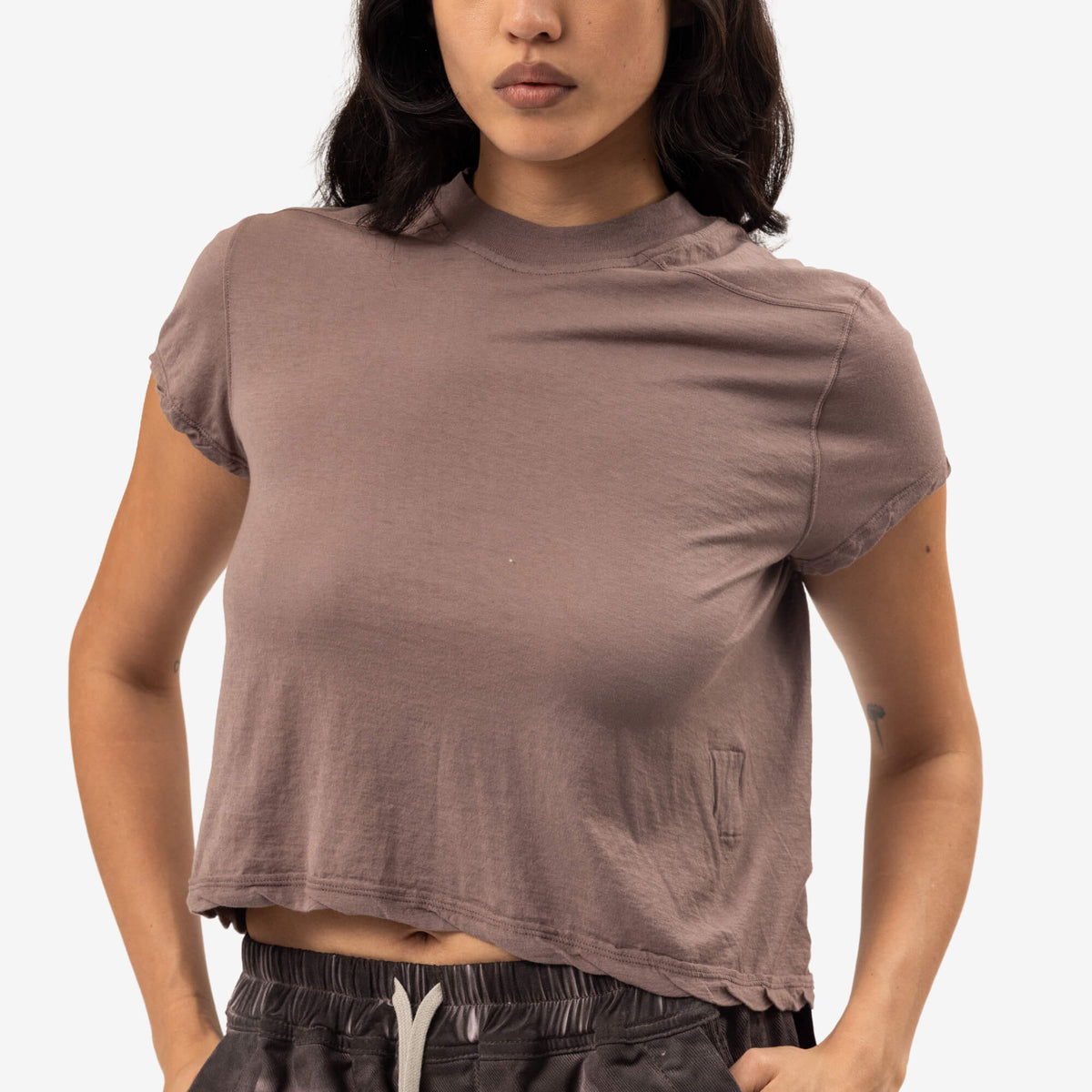 Rick Owens DRKSHDW Womens Cropped Small Level T-Shirt Grape-5
