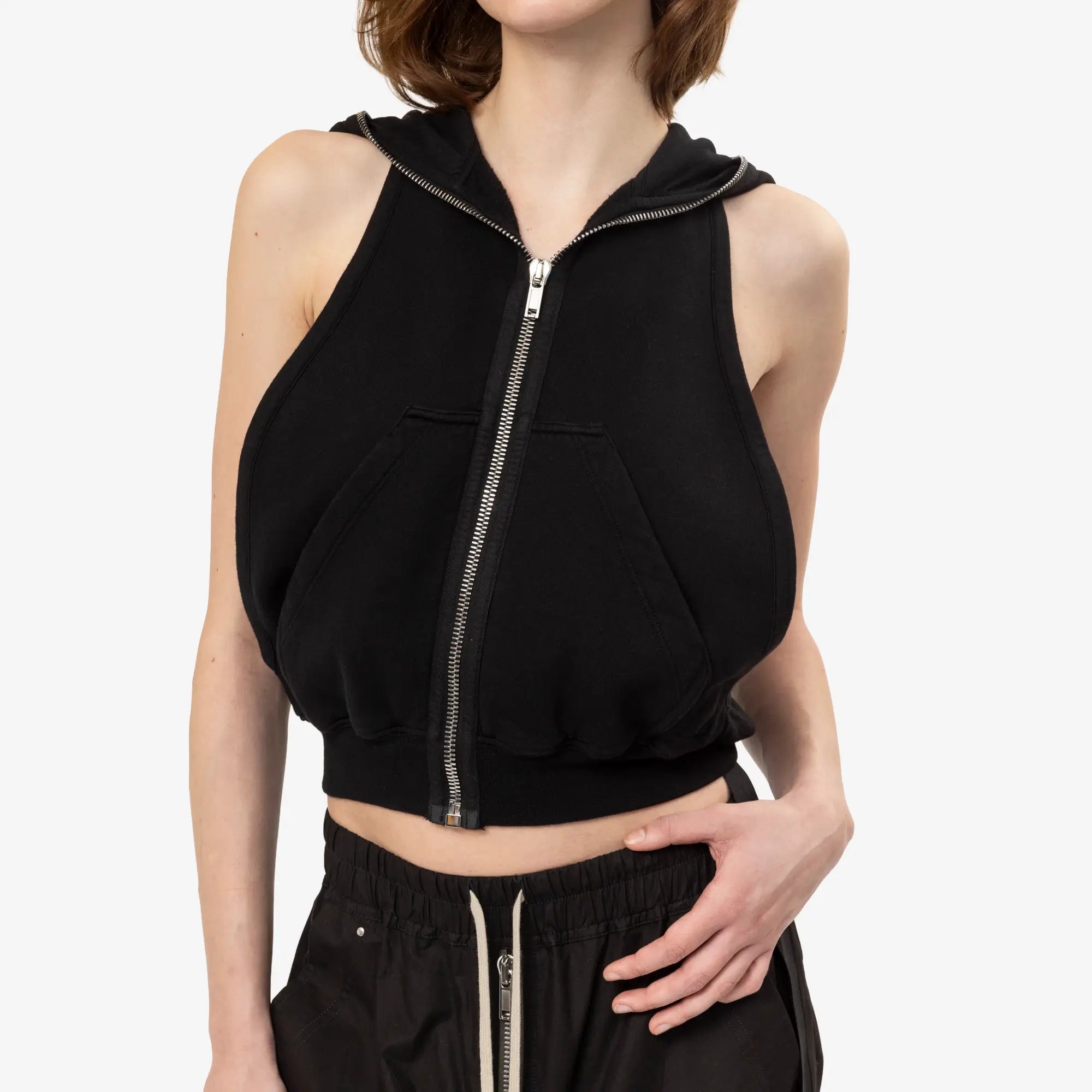 Rick Owens DRKSHDW Womens Cyclops Gimp Sleeveless Hoody Black - 5