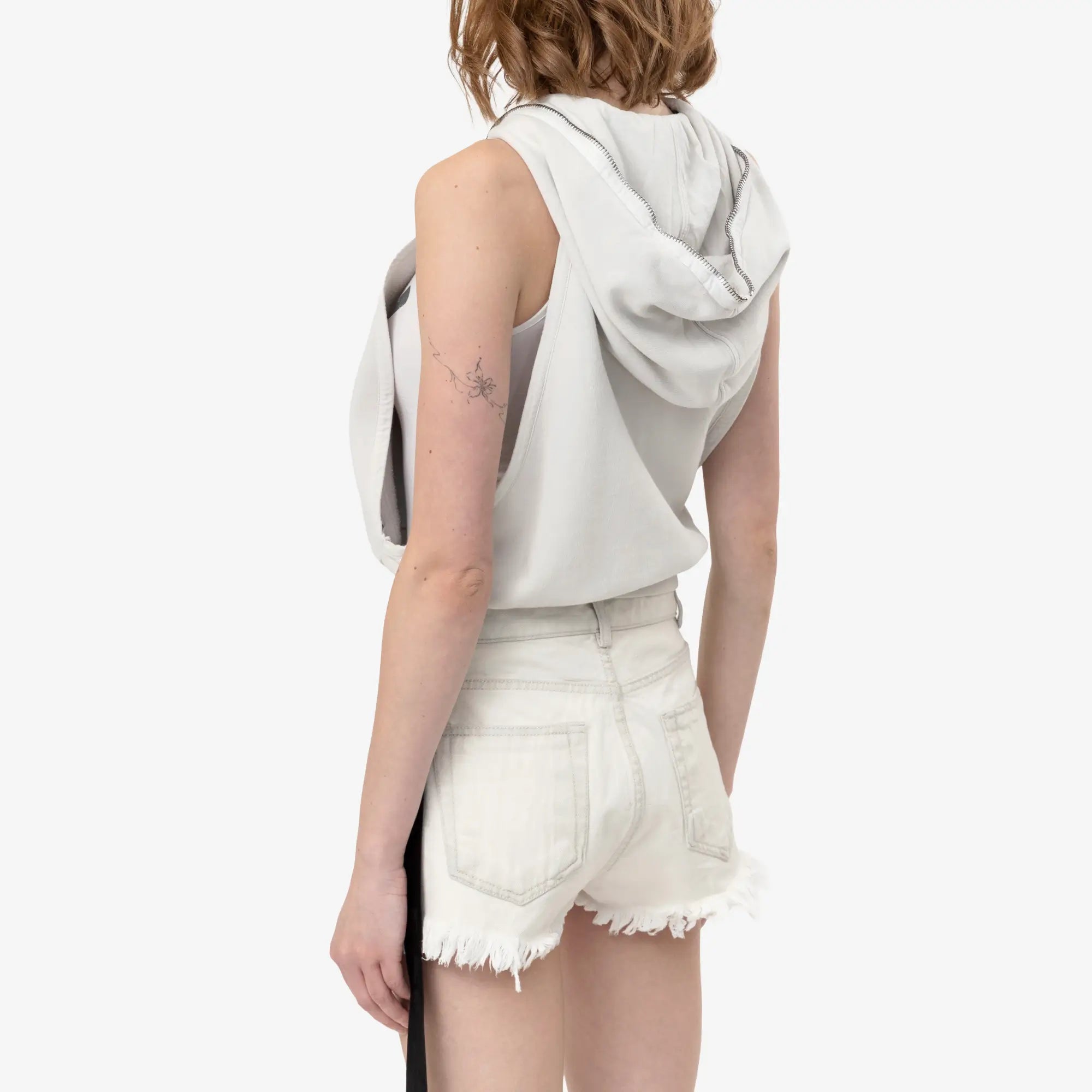 Rick Owens DRKSHDW Womens Cyclops Gimp Sleeveless Hoody Milk Wash - 4
