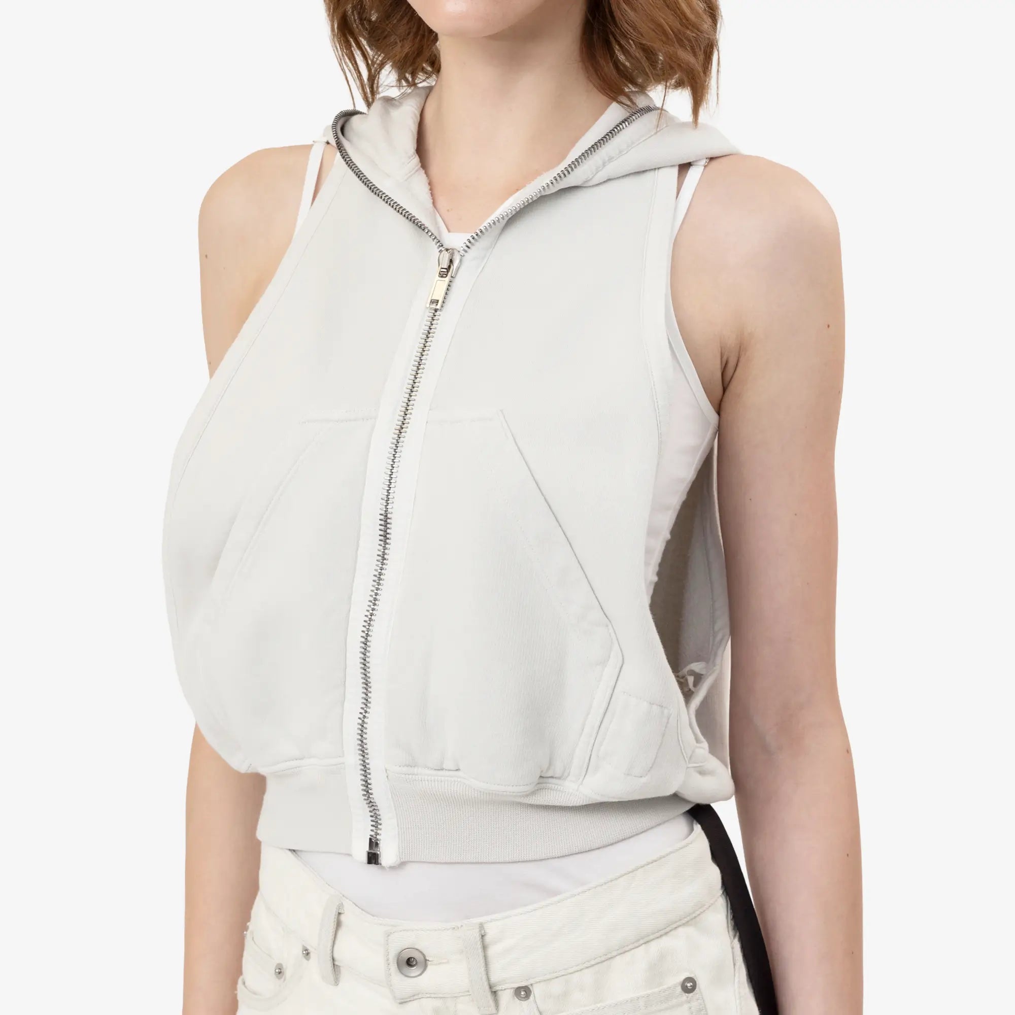 Rick Owens DRKSHDW Womens Cyclops Gimp Sleeveless Hoody Milk Wash - 5