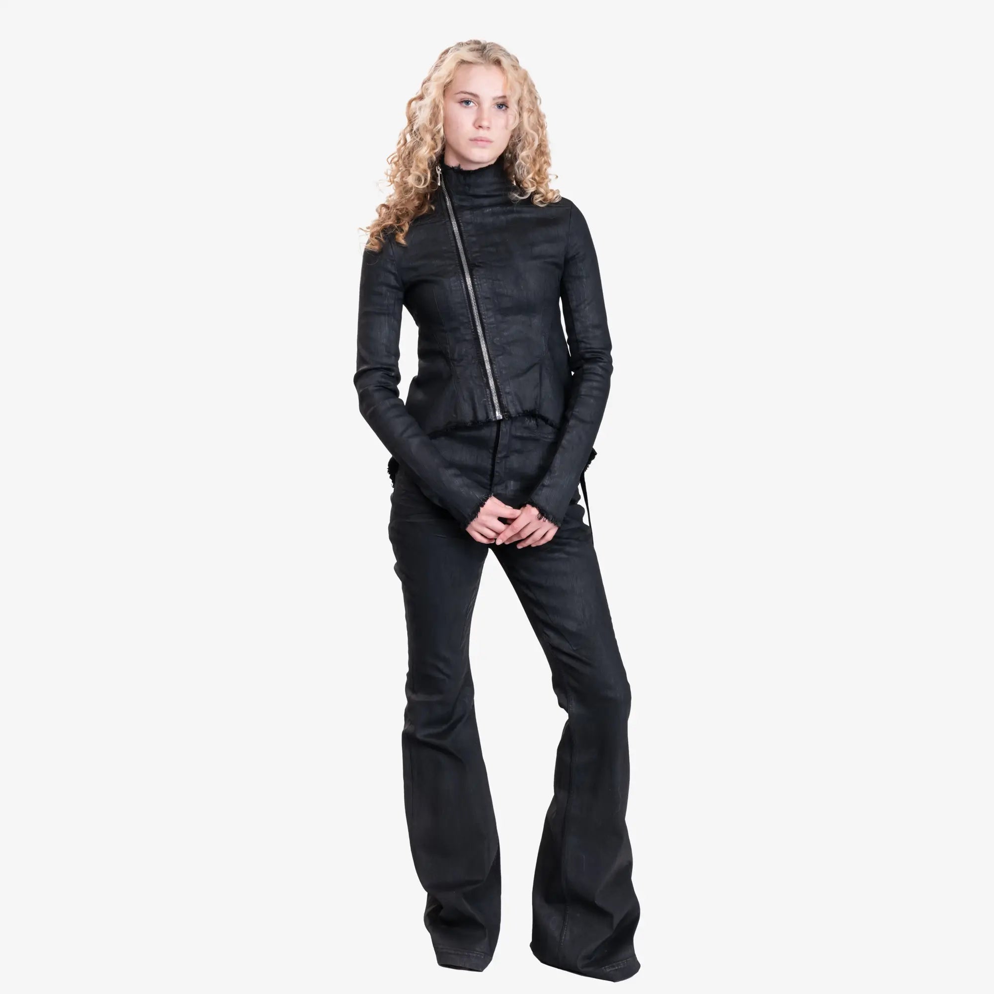 Rick Owens DRKSHDW Womens Naska Gary Jacket Black Wax - 2