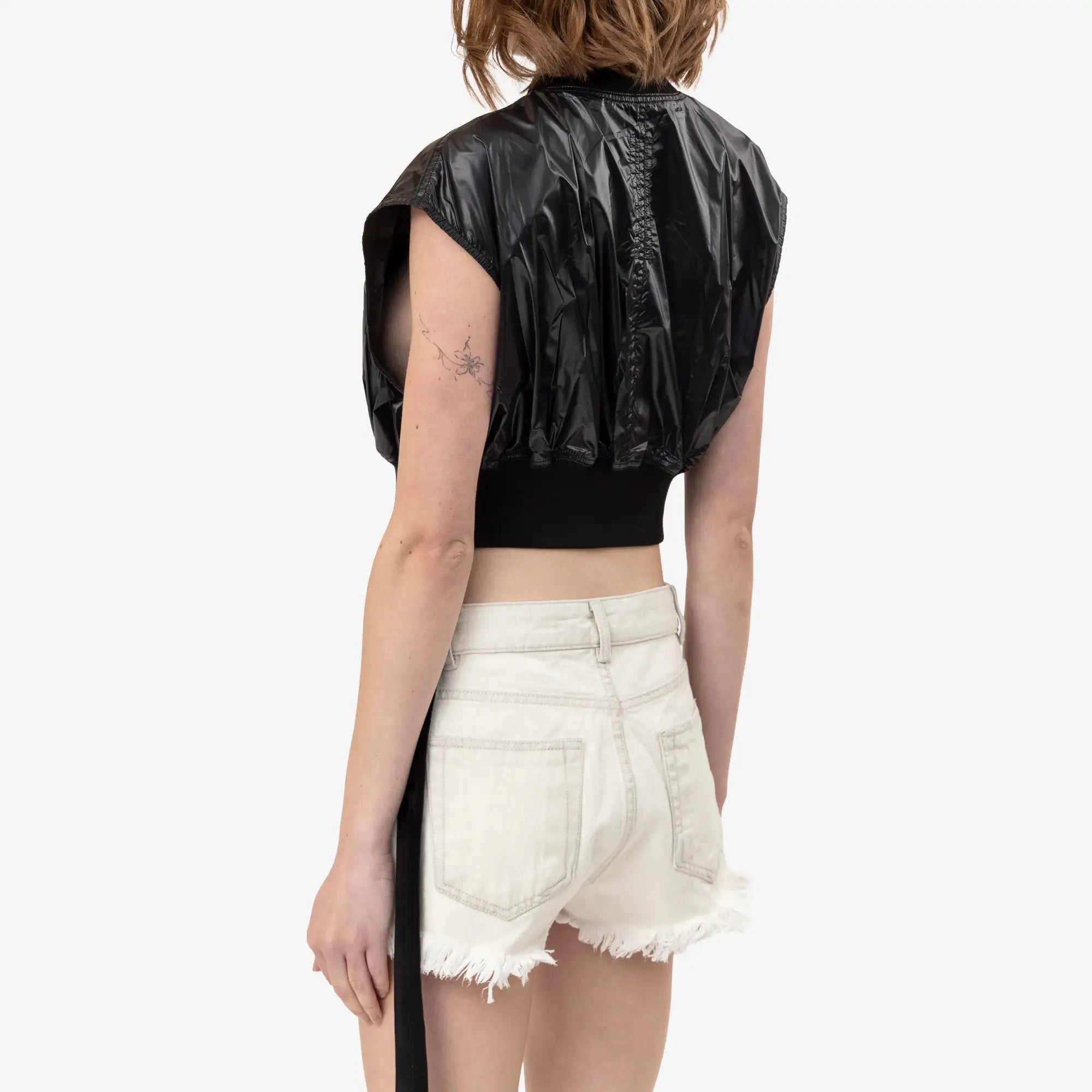 Rick Owens DRKSHDW Womens Senza Maniche Tatlin Bomber Black - 4