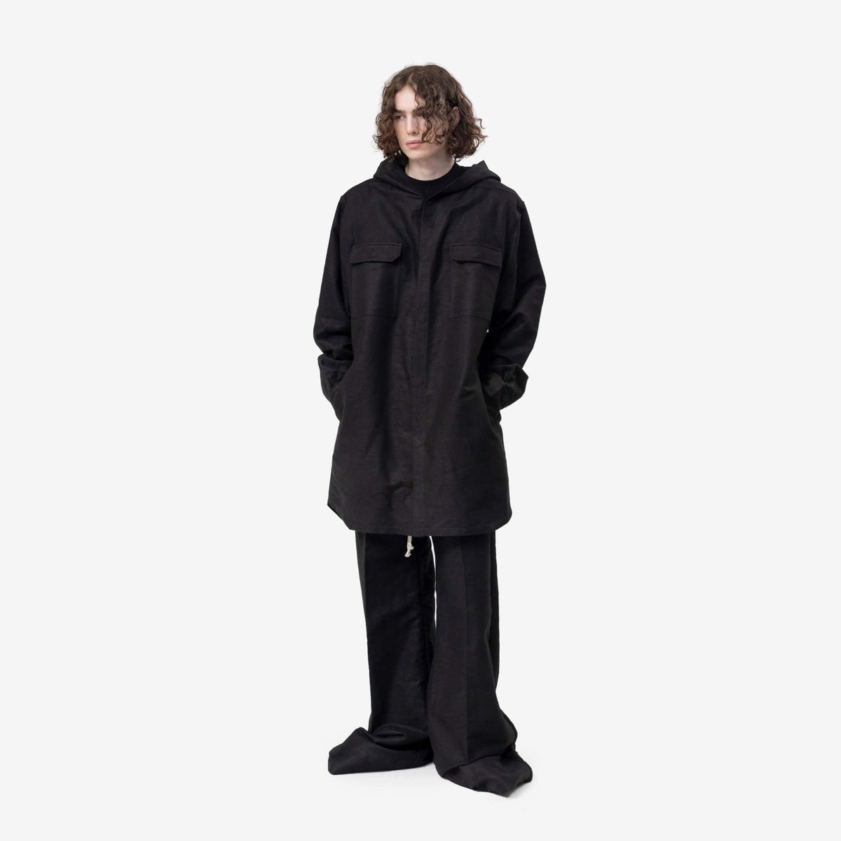 Rick Owens Hooded Outer Shirt Black-2