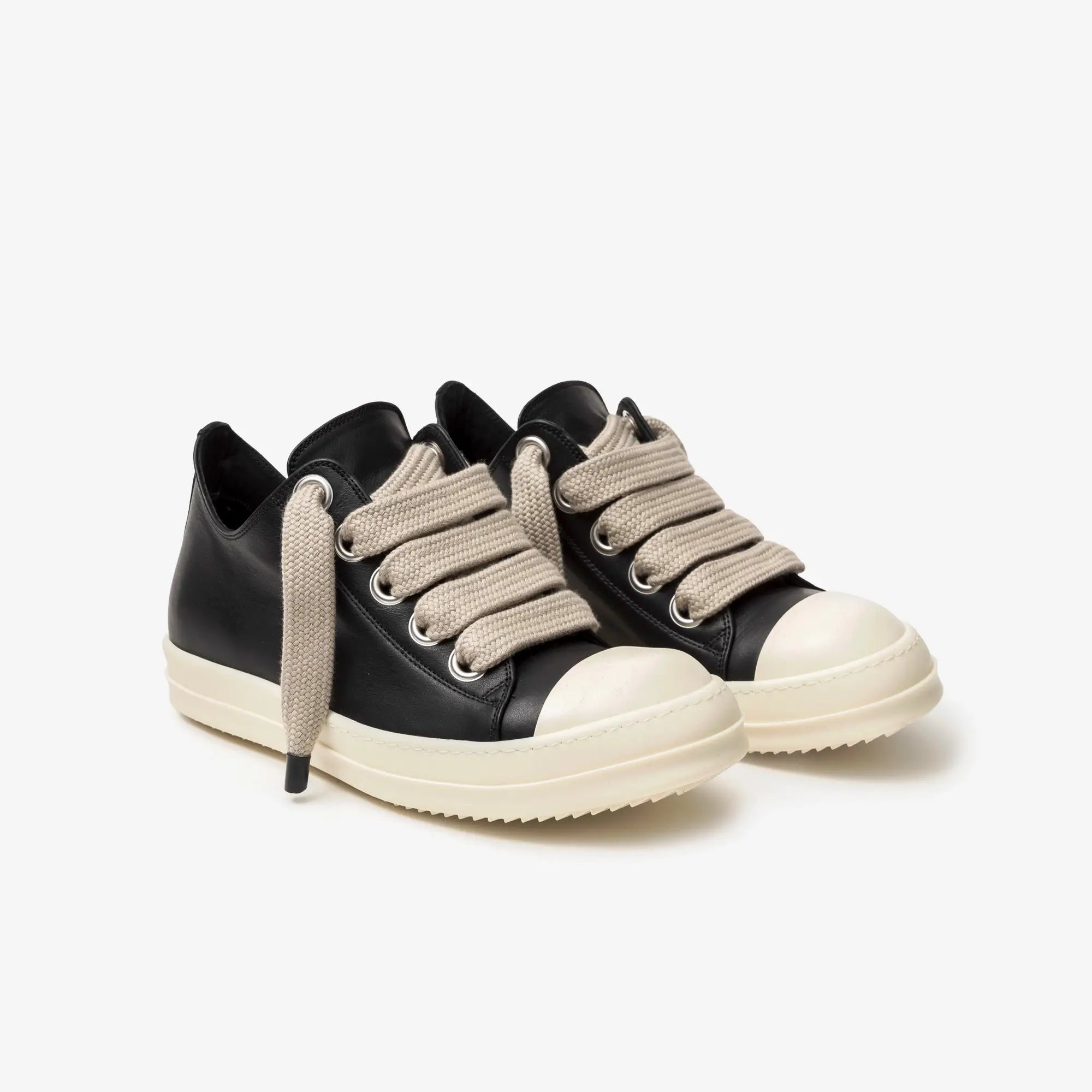 Rick Owens Jumbolace Low - Top Sneaks Black/Milk/Milk - 1