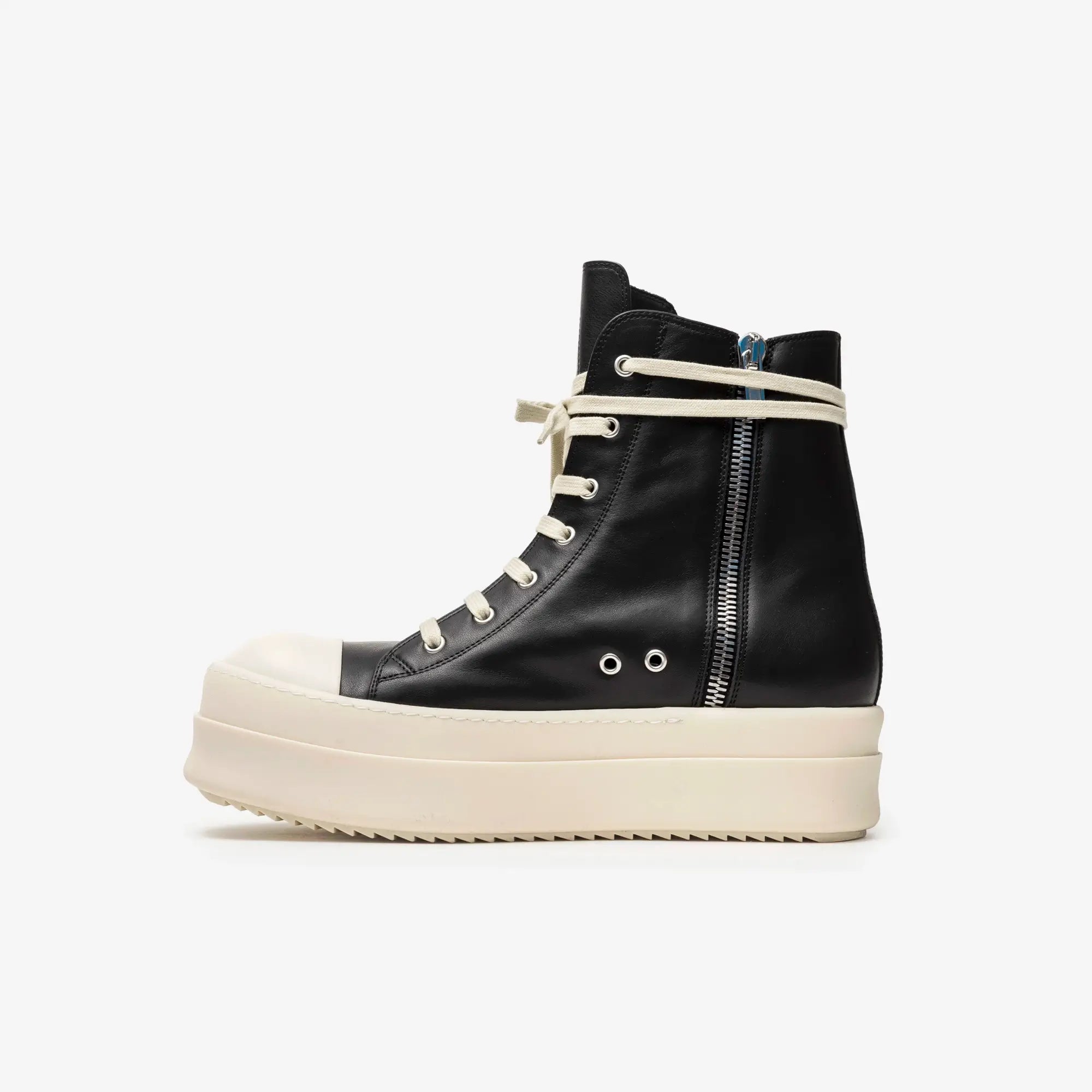 Rick Owens Mega Bumper High - Top Sneaks Black/Milk/Milk - 3