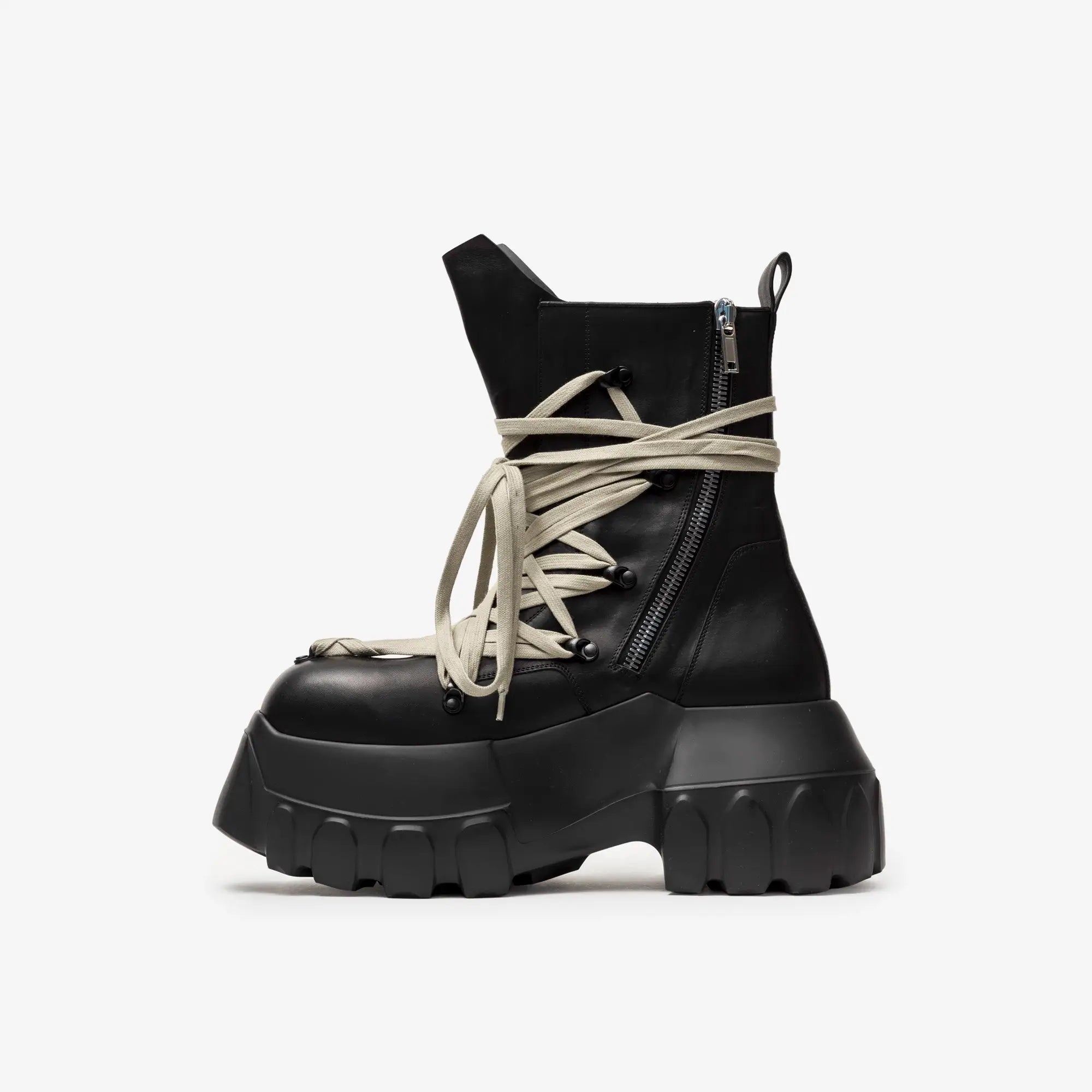 Rick Owens Megalaced Mega Tractor Boots Black - 4