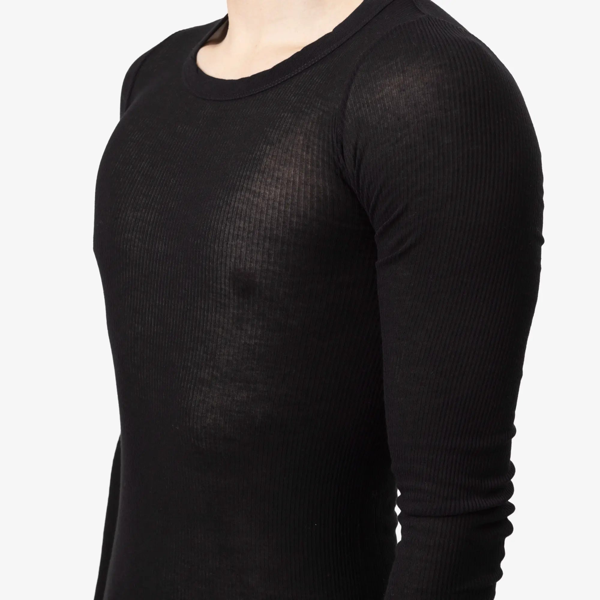 Rick Owens Rib Long Sleeve T-Shirt Black - 5