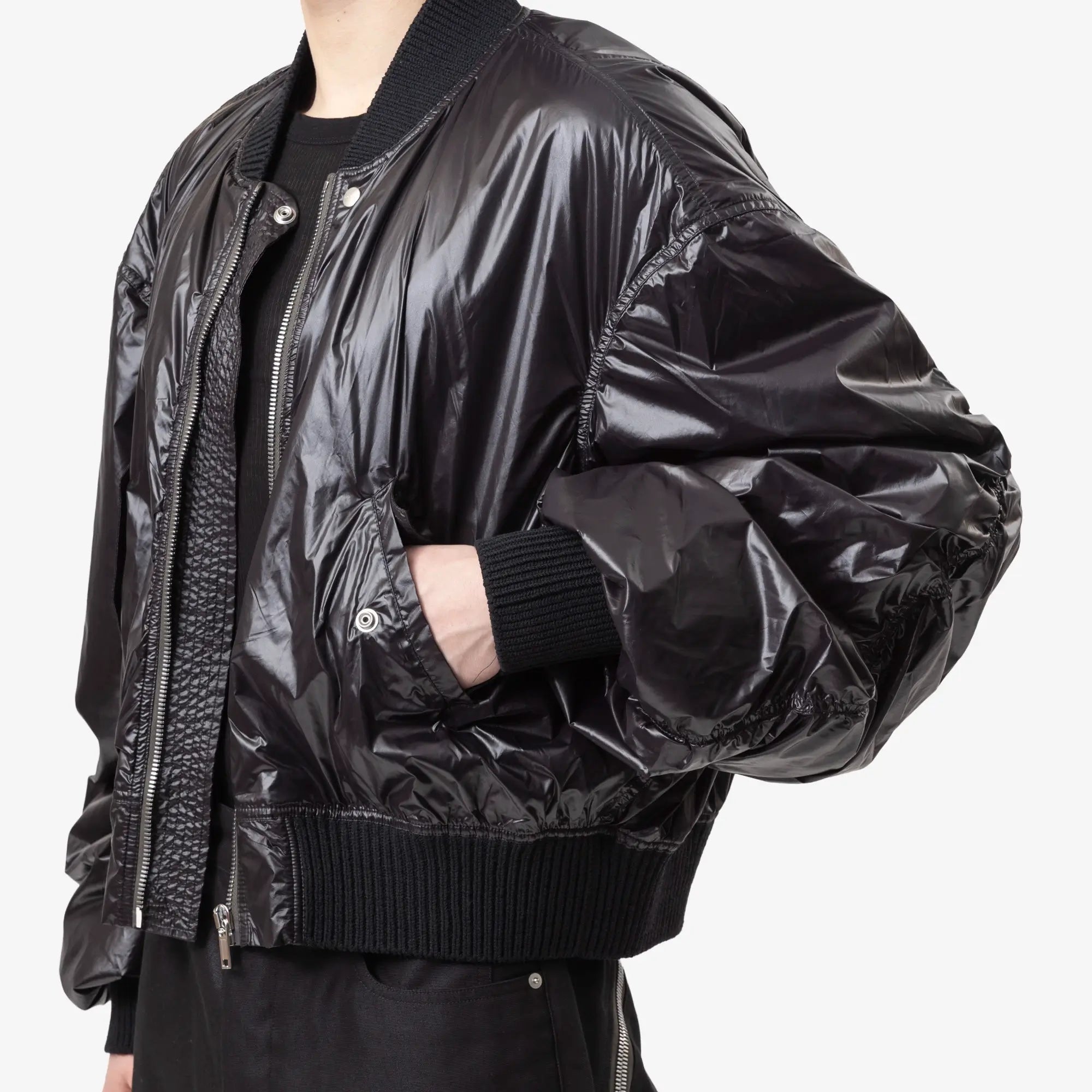 Rick Owens Secchia Flight Bomber Jacket Black - 5