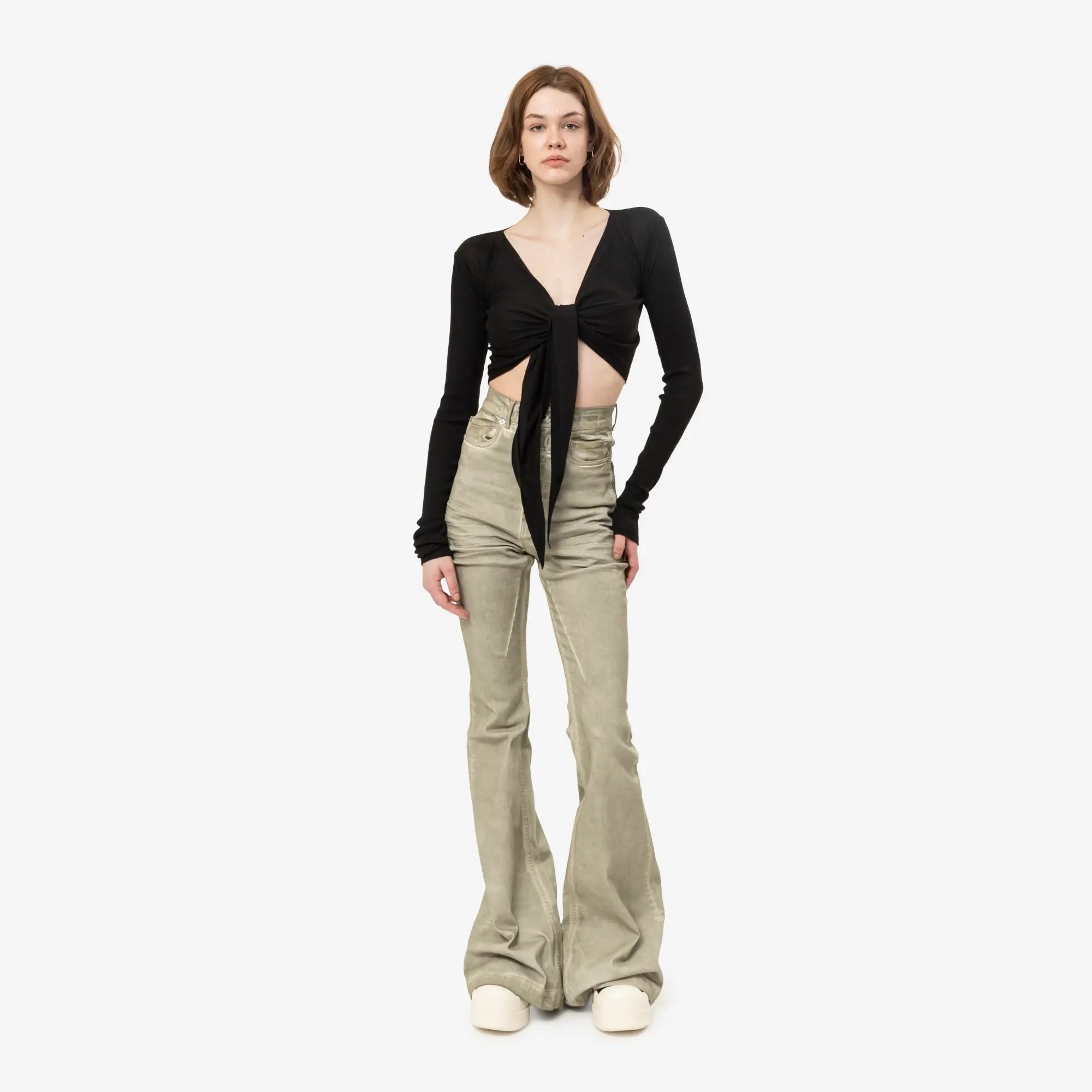 Rick Owens Womens Crop Wrap Top Black - 2