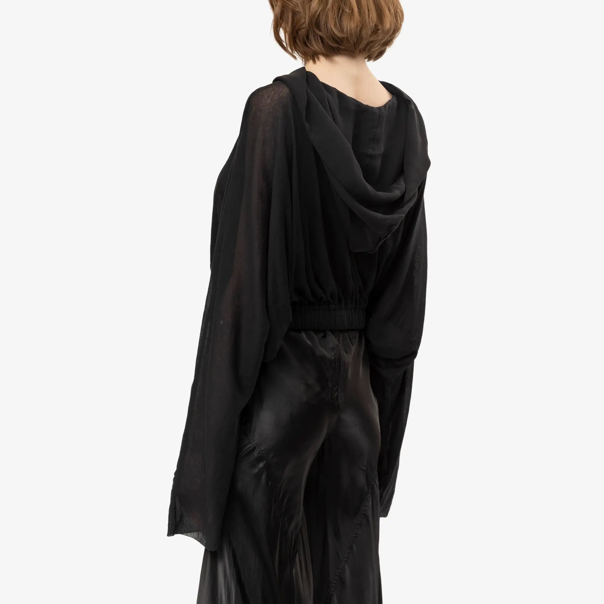 Rick Owens Womens Cropped Hooded Tunic Black - 4