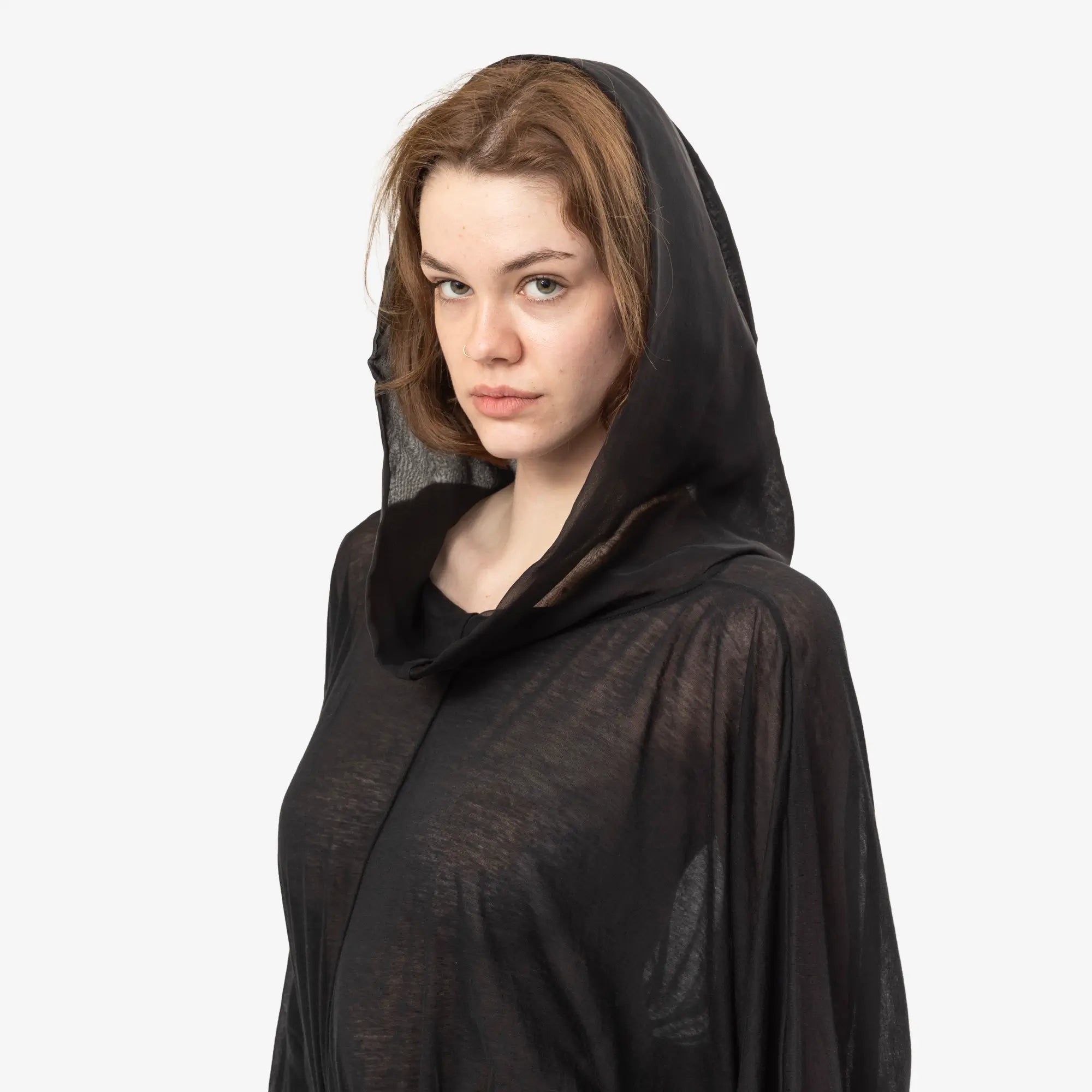 Rick Owens Womens Cropped Hooded Tunic Black - 5