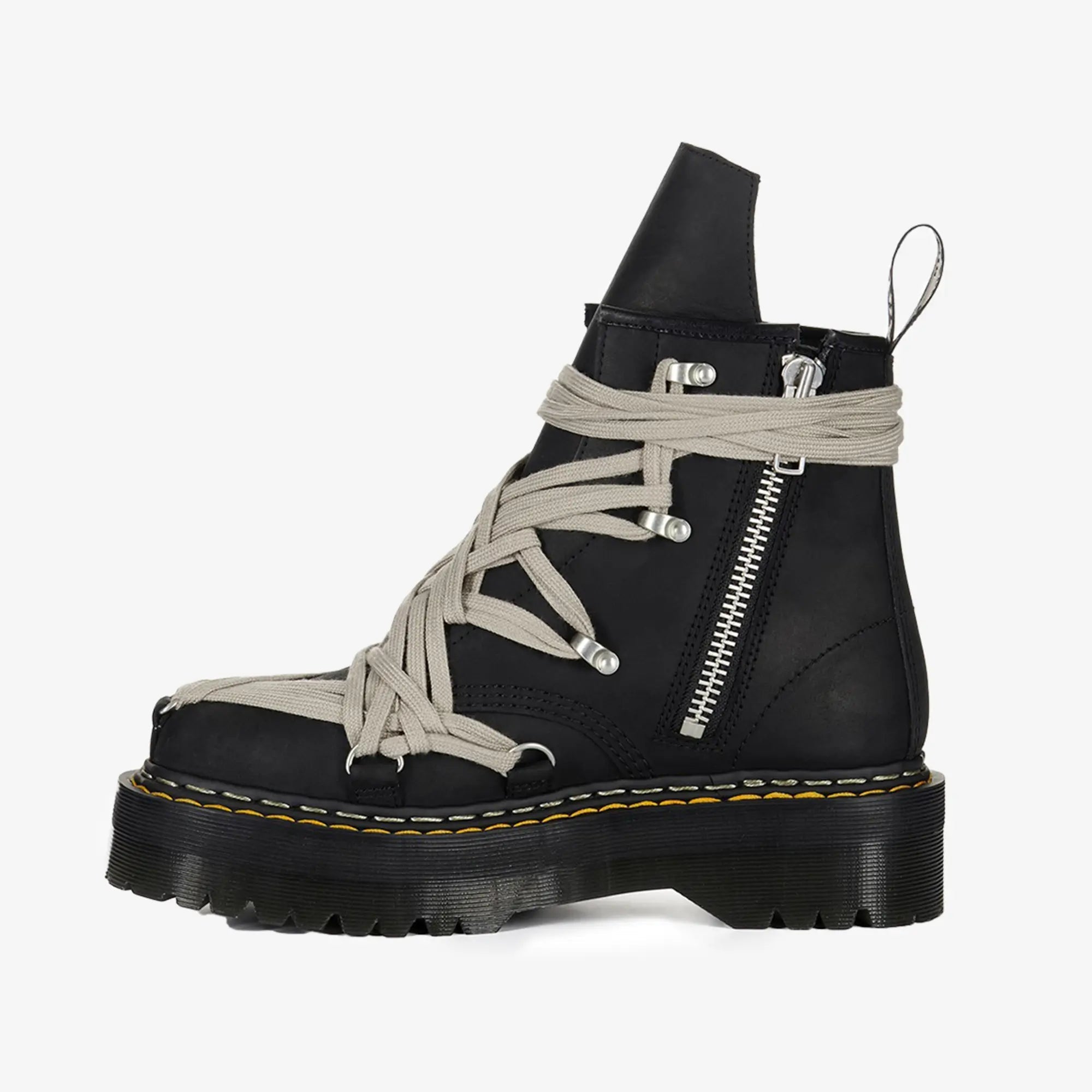 Rick Owens Womens Dr. Martens 1460 Quad Sole Megalace Boots Black - 4