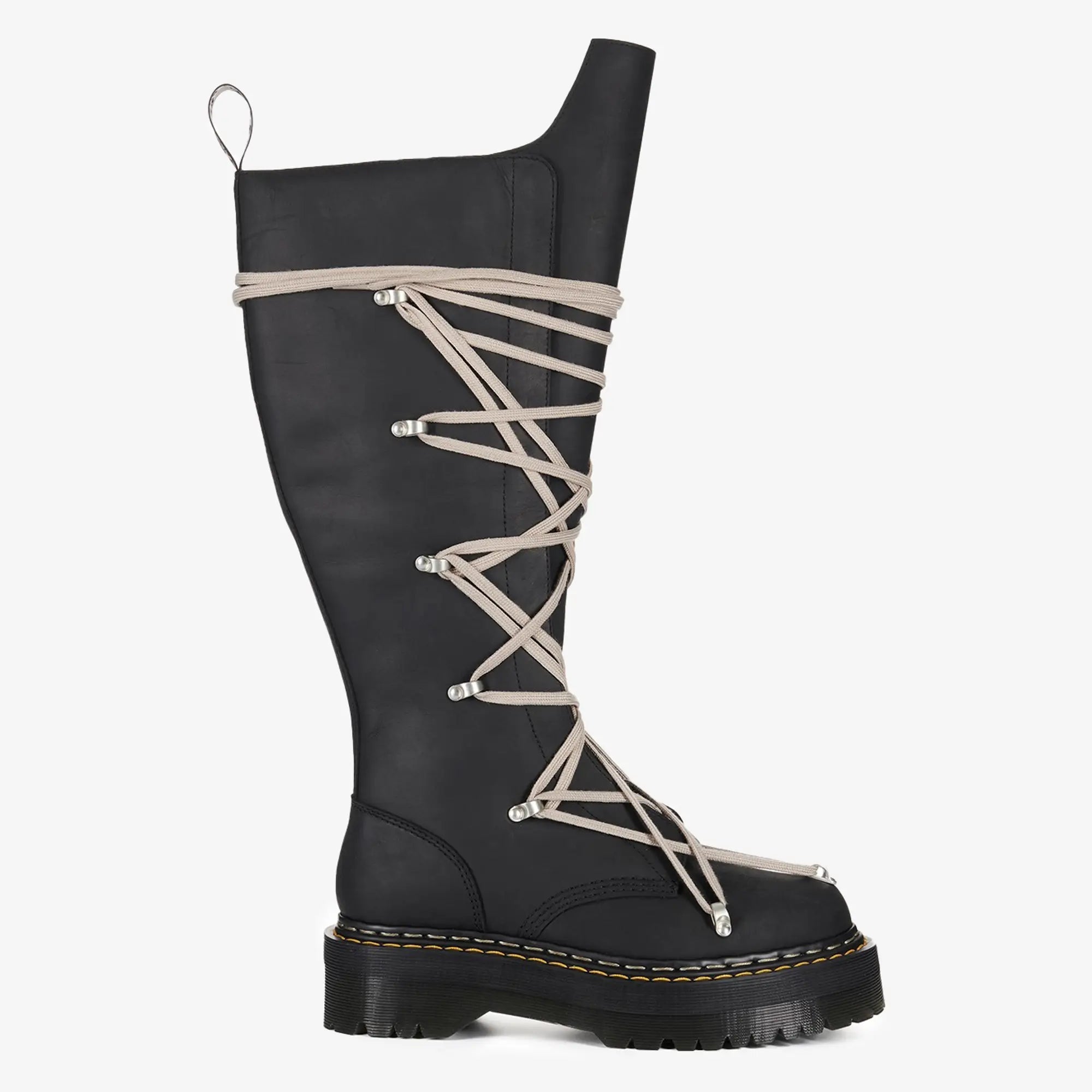 Rick Owens Womens Dr. Martens 1B60 Quad Sole Pentalace Boots Black - 2