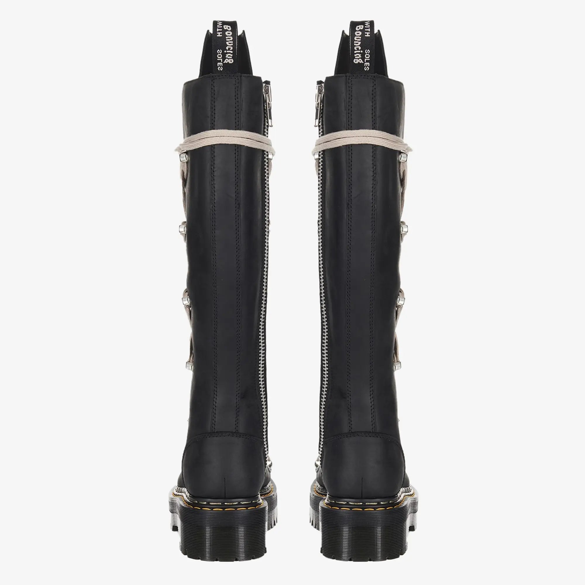 Rick Owens Womens Dr. Martens 1B60 Quad Sole Pentalace Boots Black - 5