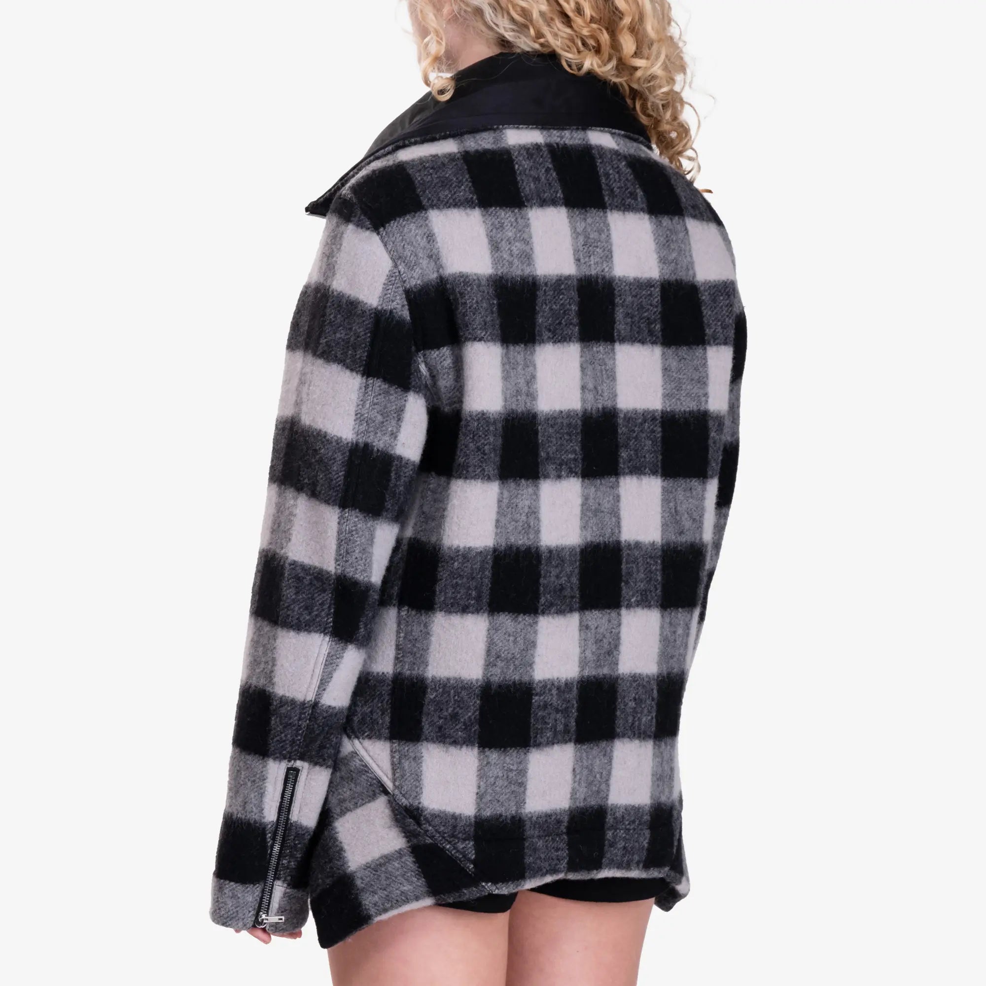 Rick Owens Womens Explorer Jacket Black Plaid - 4