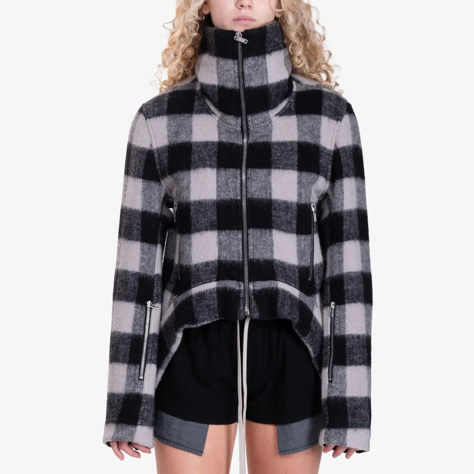 Rick Owens Womens Explorer Jacket Black Plaid - 1