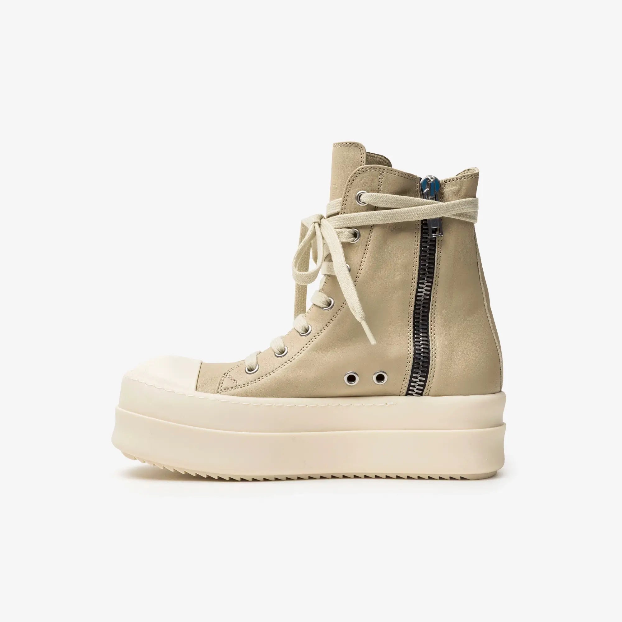 Rick Owens Womens Mega Bumper High - Top Sneaks Sand/Milk/Milk - 4