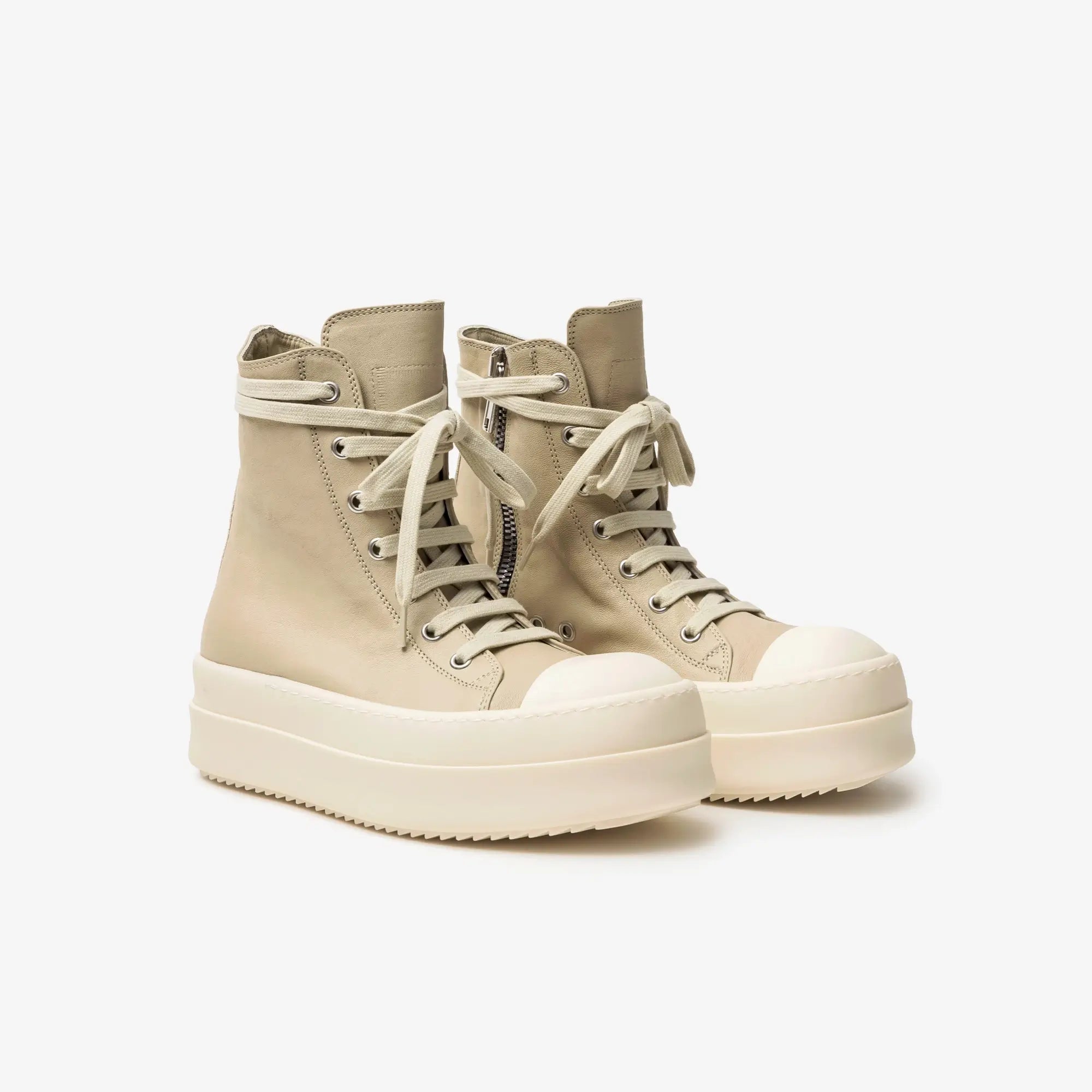 Rick Owens Womens Mega Bumper High - Top Sneaks Sand/Milk/Milk - 1