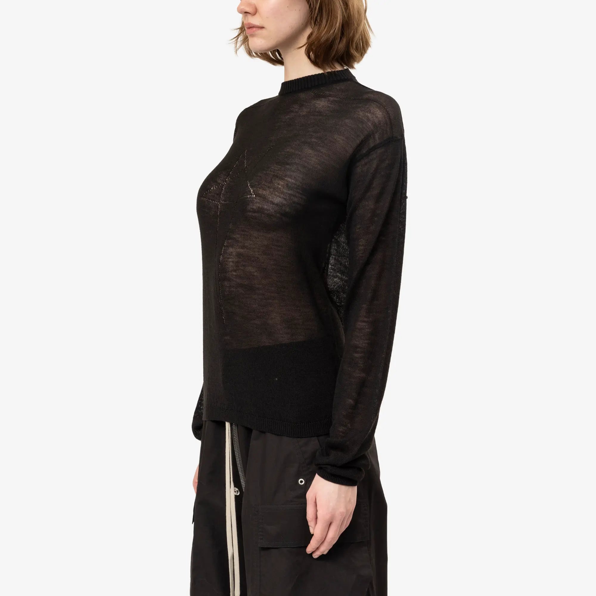 Rick Owens Womens Penta Sheer Sweater Black - 3