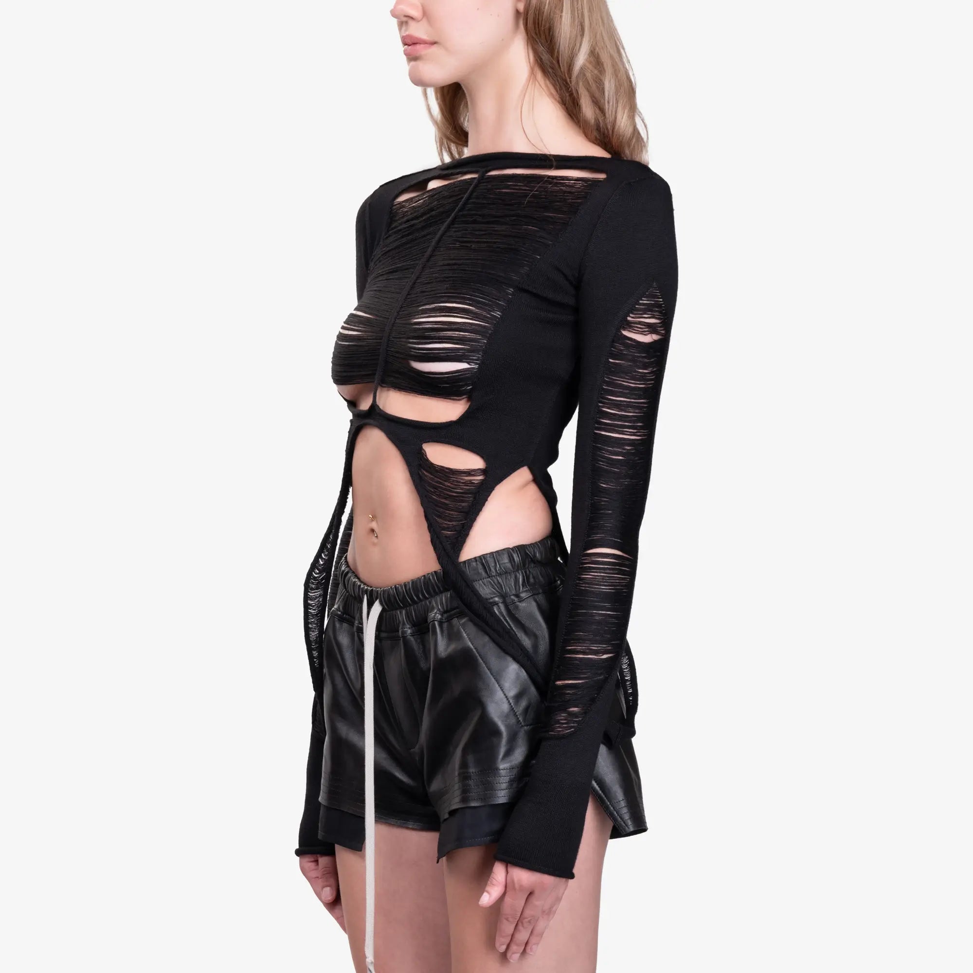 Rick Owens Womens Tanja LS Top Black - 3