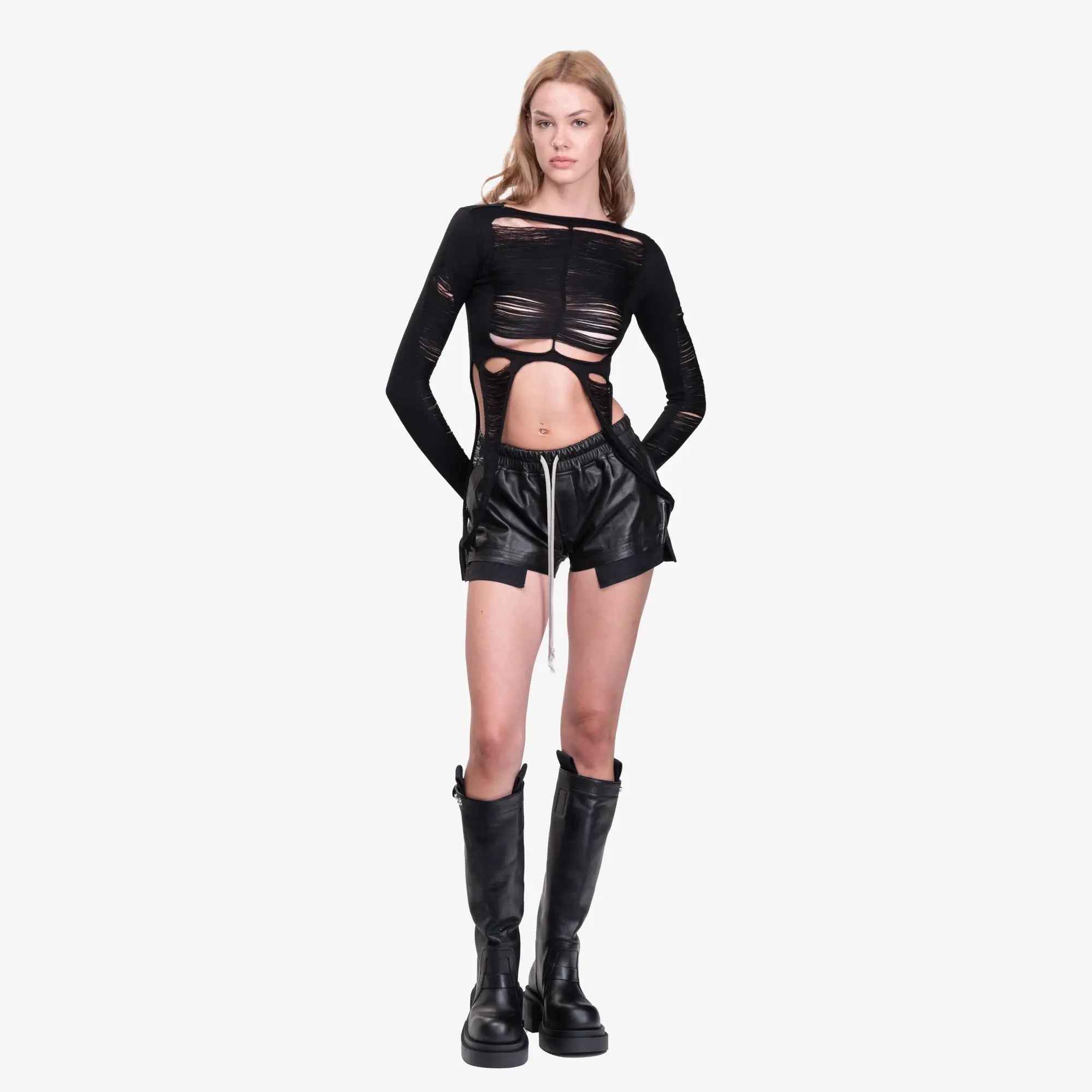 Rick Owens Womens Tanja LS Top Black - 2