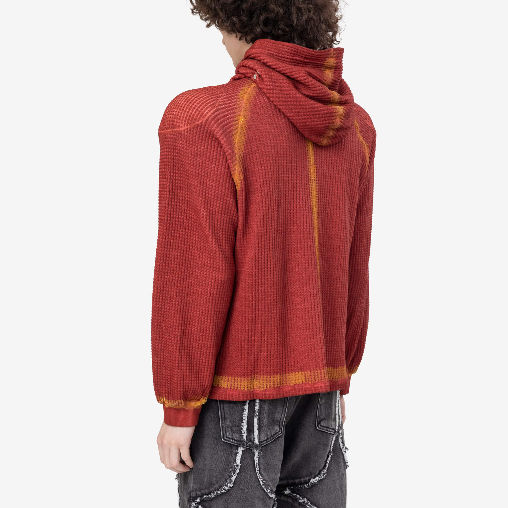 Thug Club Bulk Shoulder Painted Line Waffle Hoody Red/Yellow - 9