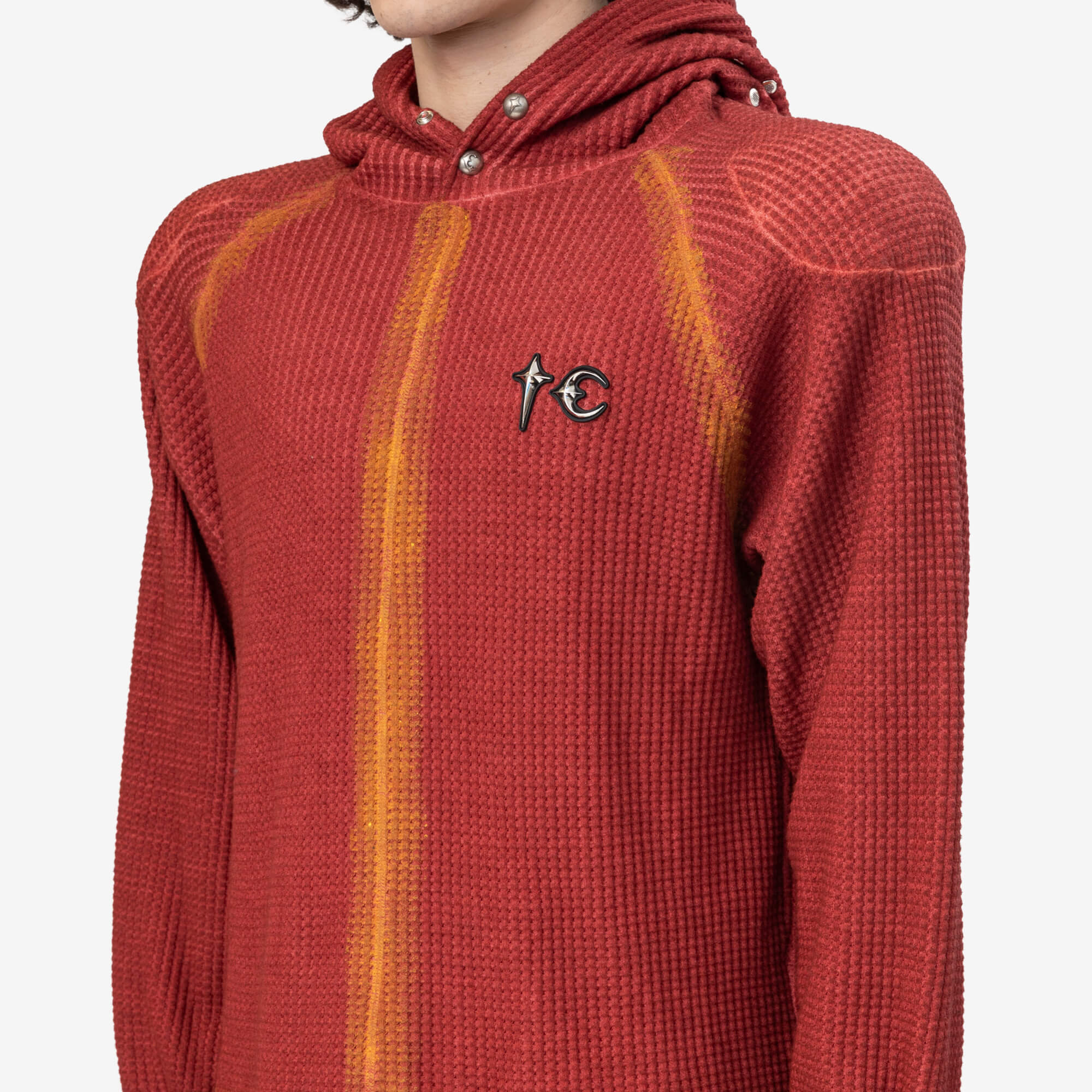 Thug Club Bulk Shoulder Painted Line Waffle Hoody Red/Yellow - 10