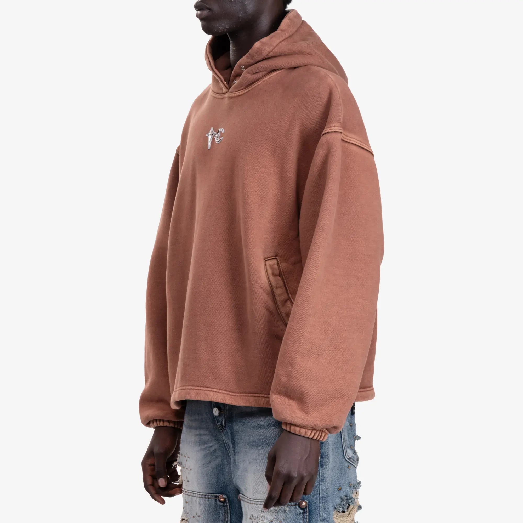 Thug Club Devil Peace Patch Hoody Brown - 3