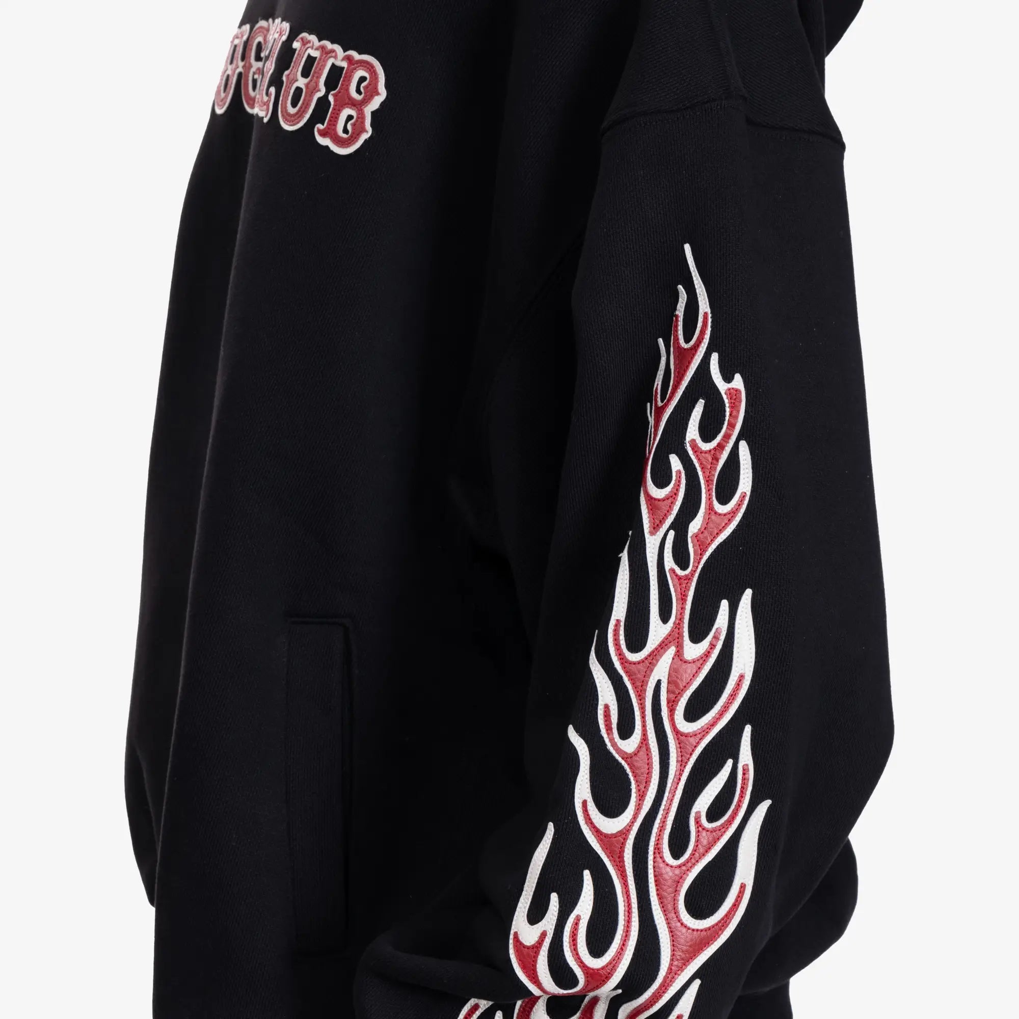 Thug Club Leather Flame Hoody Black - 5