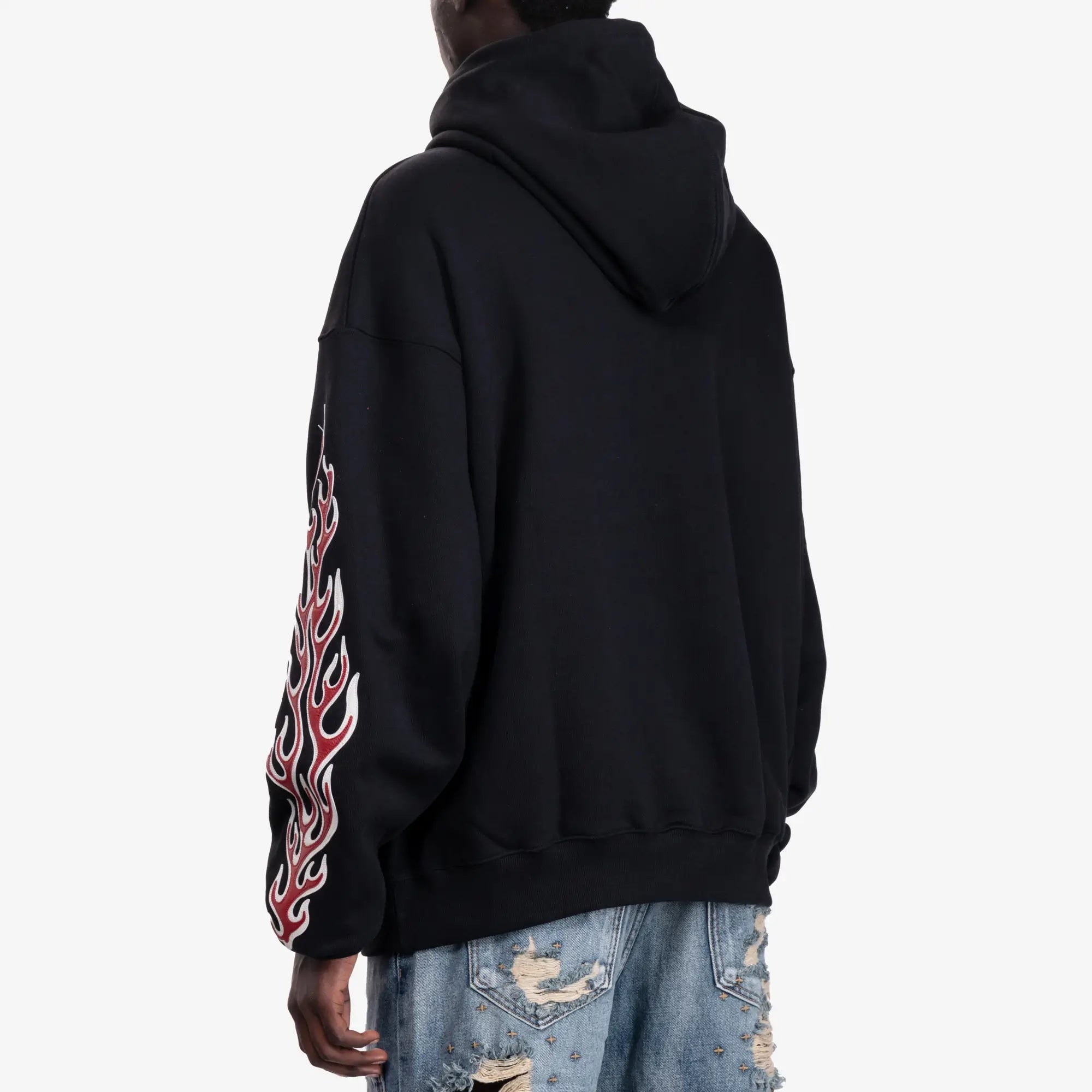 Thug Club Leather Flame Hoody Black - 4