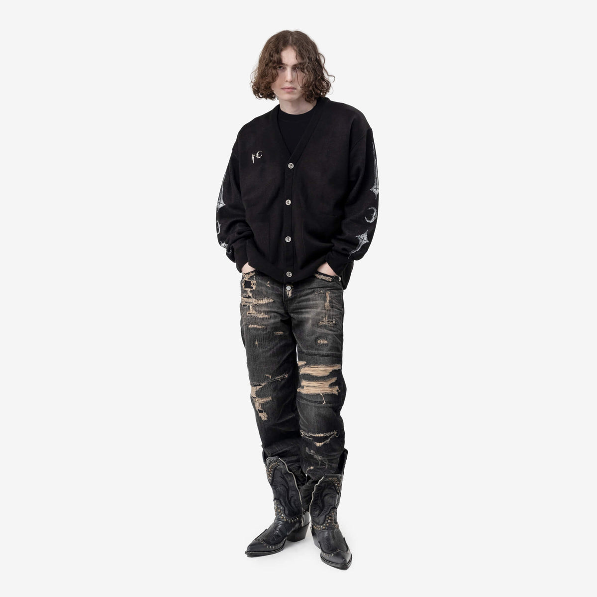 Thug Club TC Bone Knit Cardigan Black-2