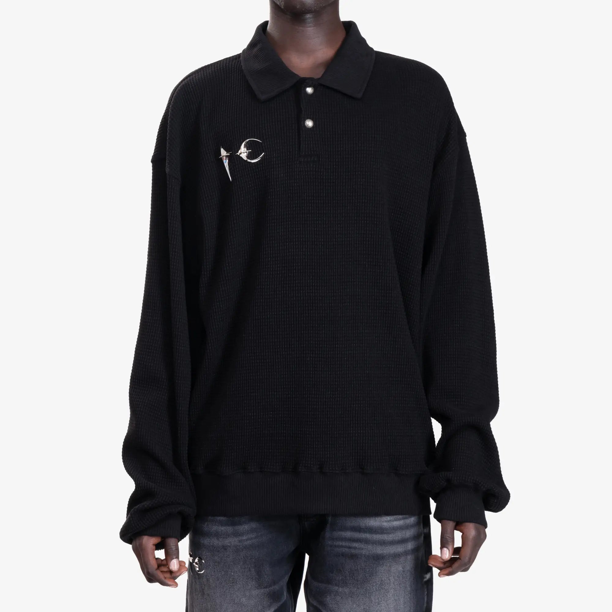 Thug Club TC Long Sleeve Polo Black - 1