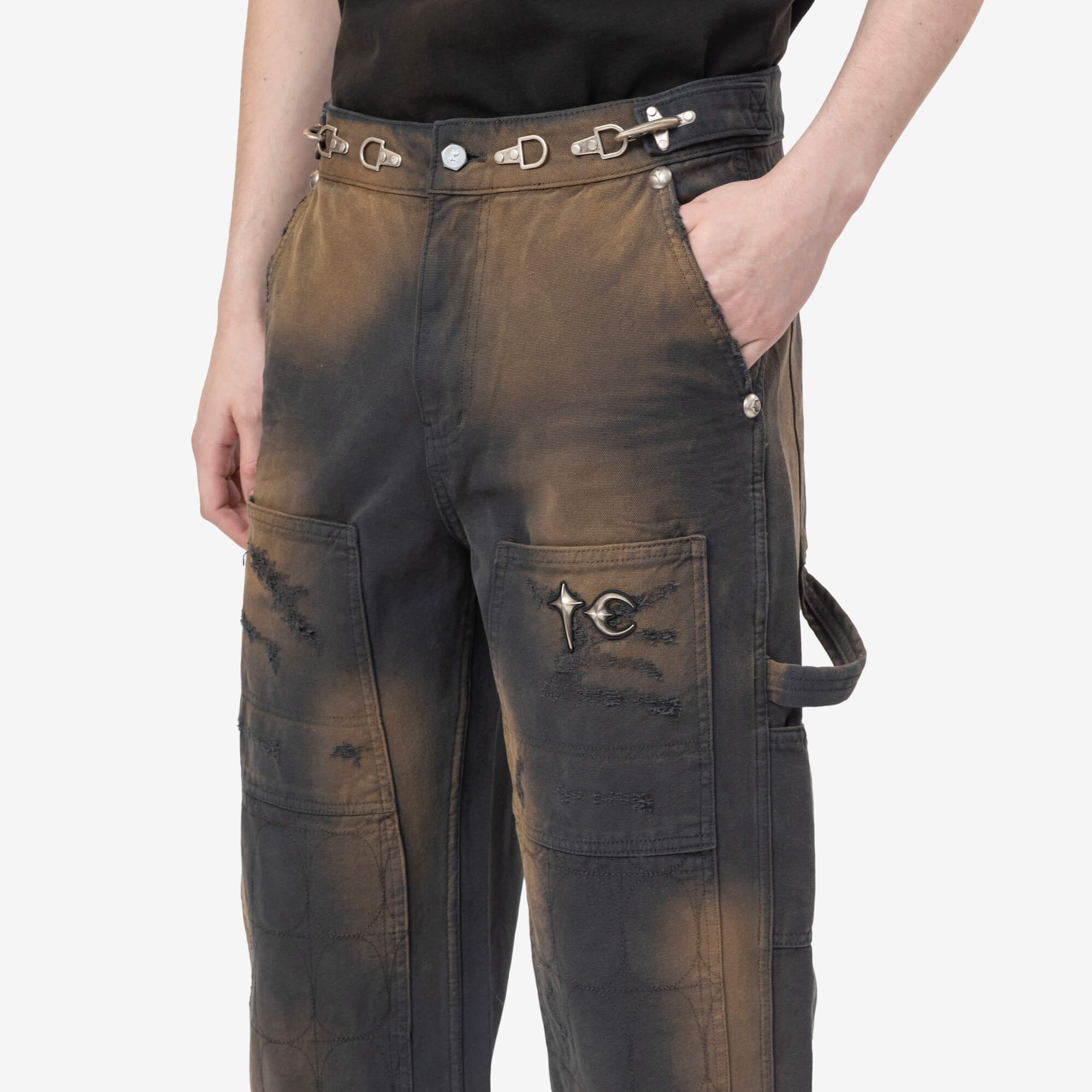 Thug Club TC Two Tone Washed Pants Rust Black - 5
