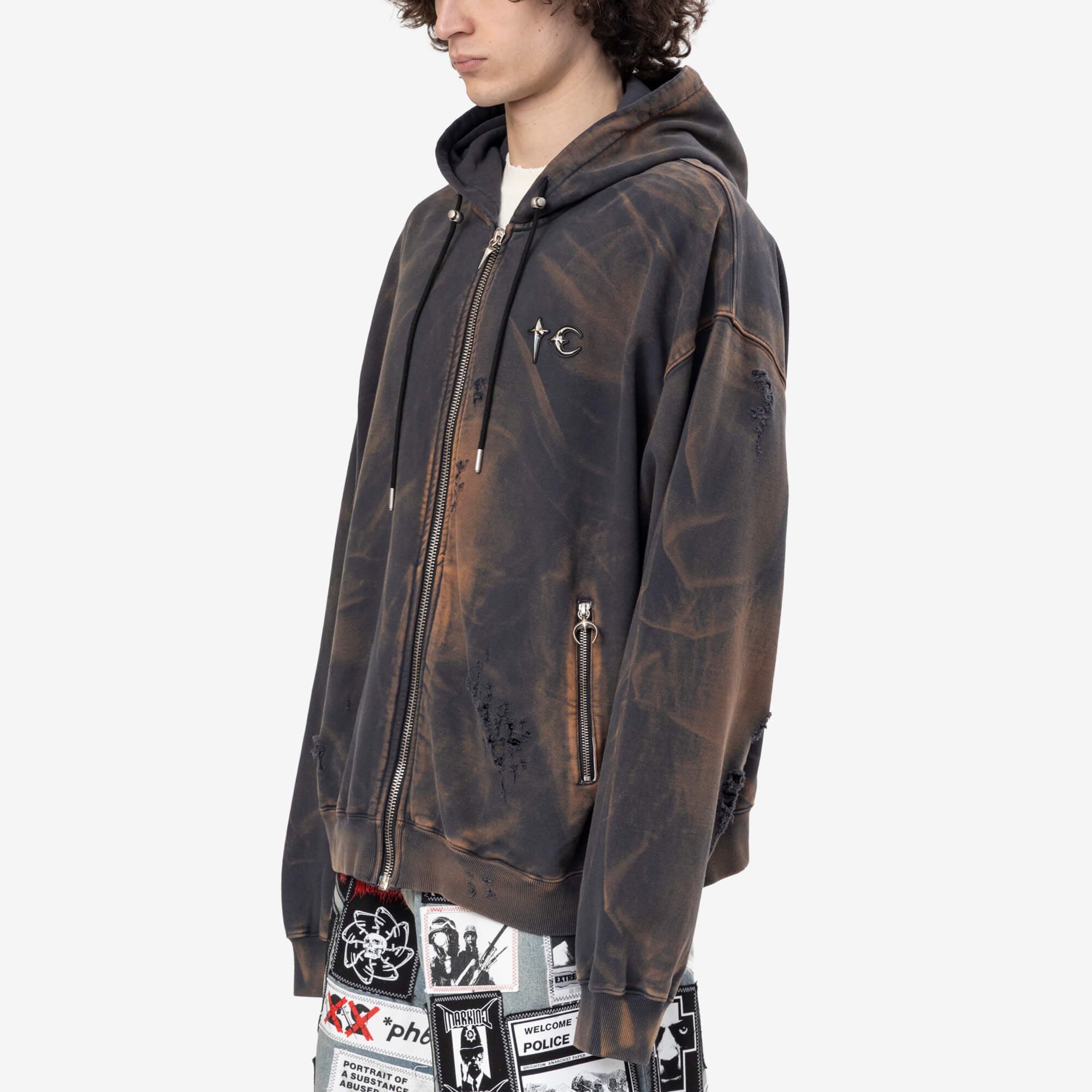 Thug Club TC Two Tone Washed Zip Hoody Rust Black - 3