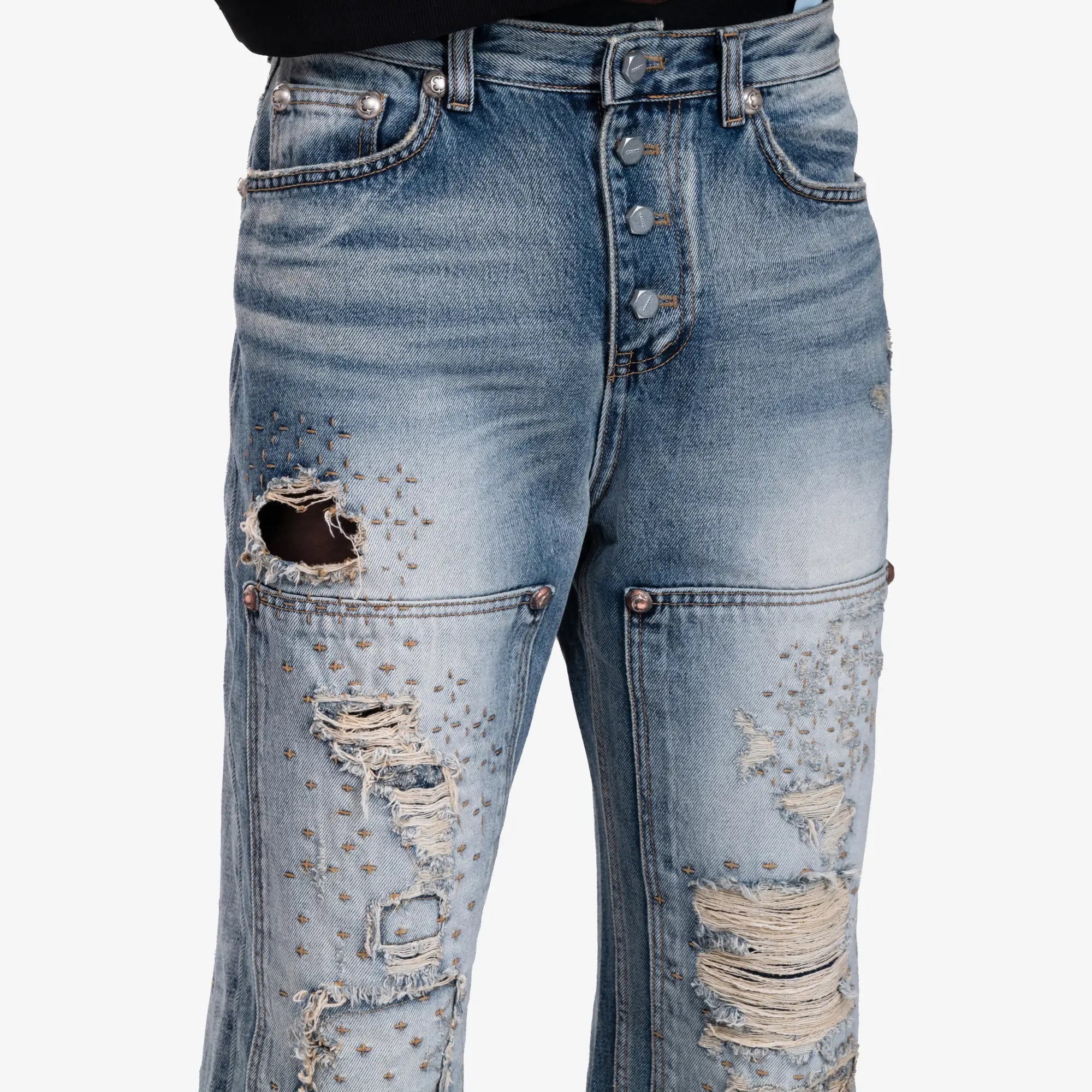 Thug Club Vintage Double Knee Jeans Blue - 5