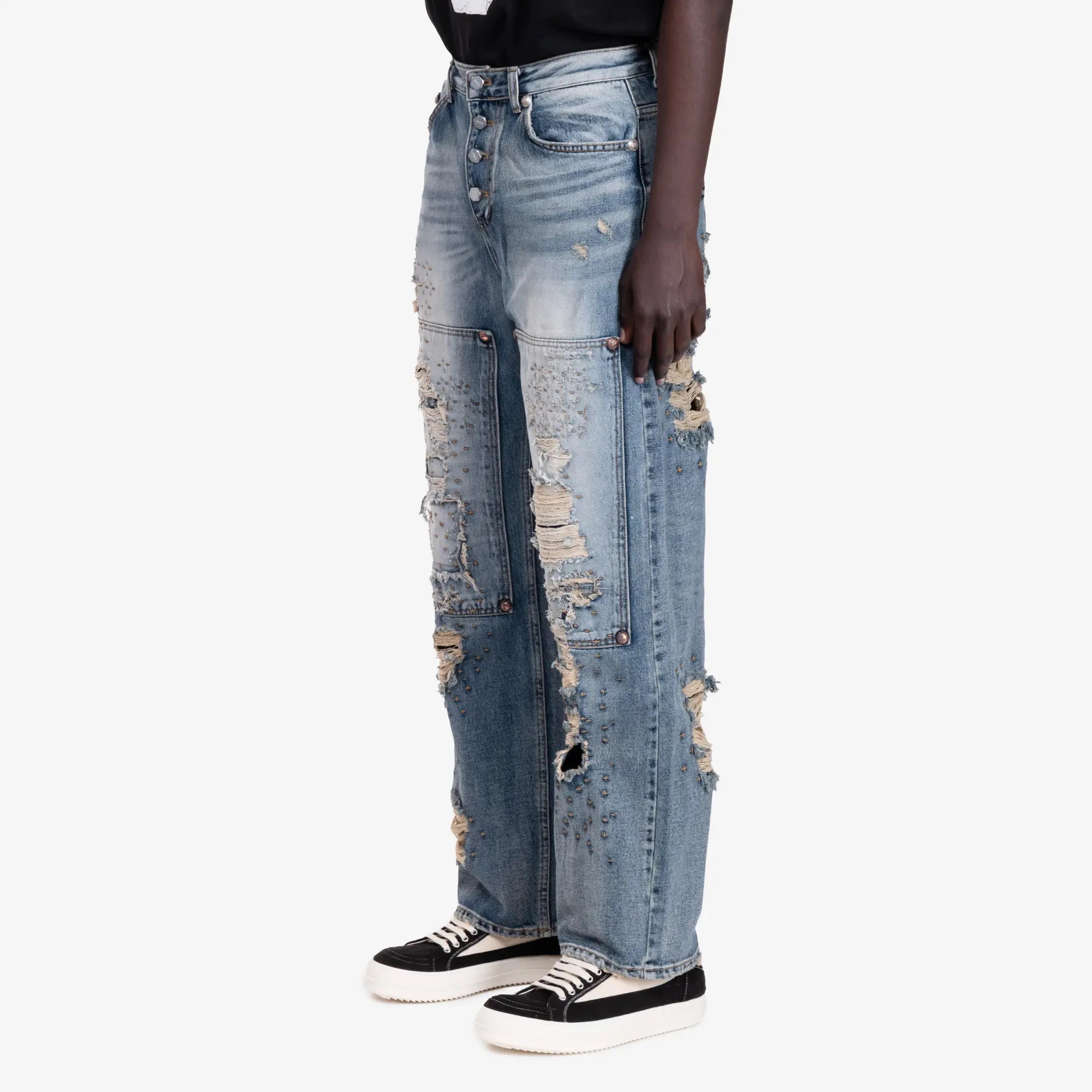 Thug Club Vintage Double Knee Jeans Blue - 3