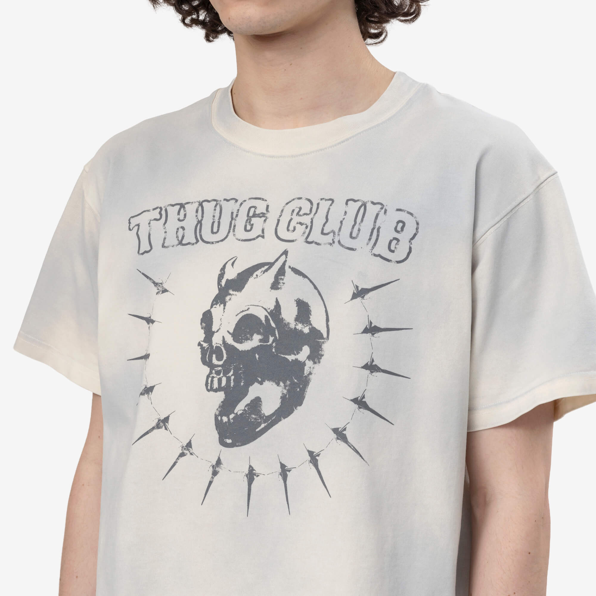 Thug Club Vintage Riding Skull T-Shirt Cream - 5