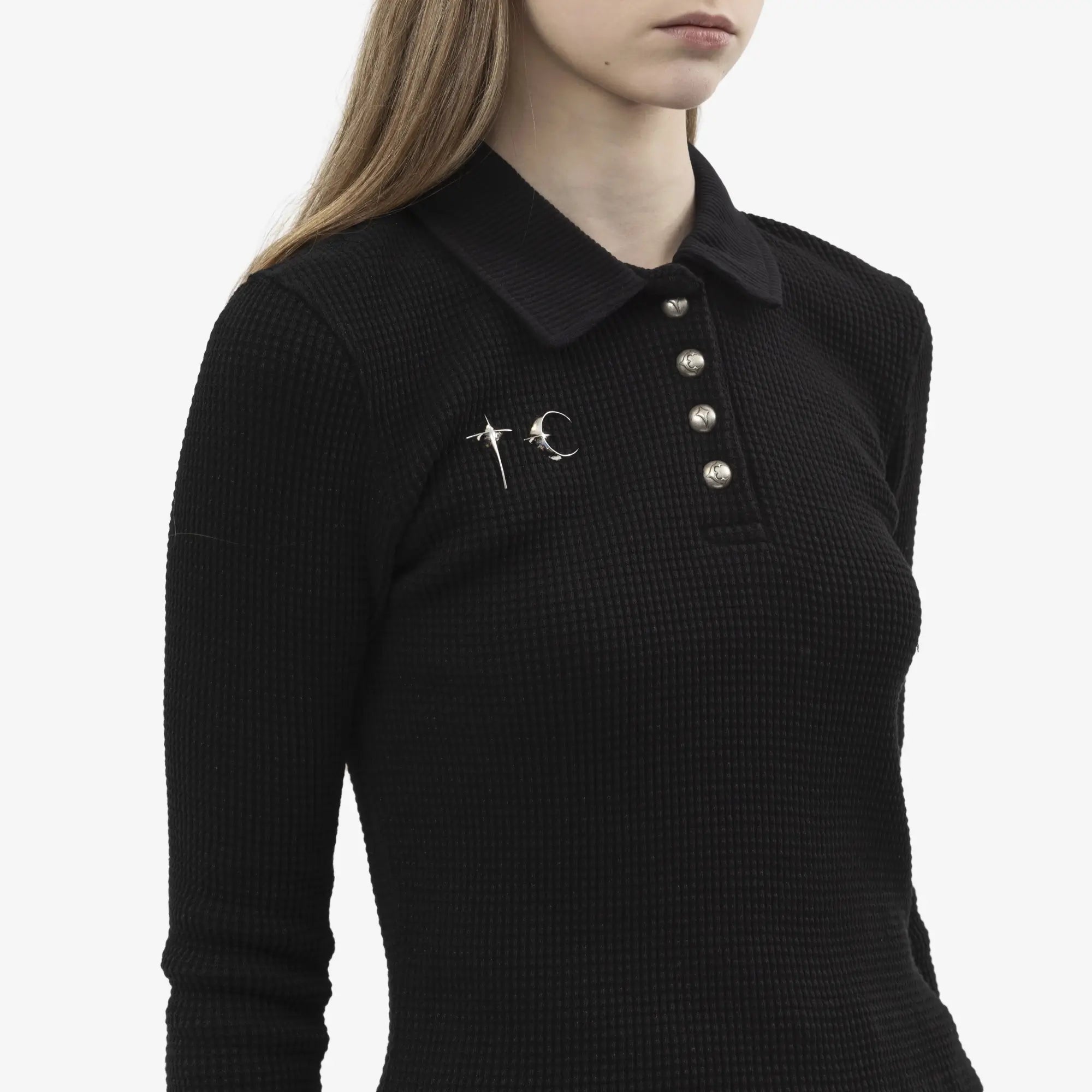 Thug Club Womens TC Long Sleeve Polo Black - 5