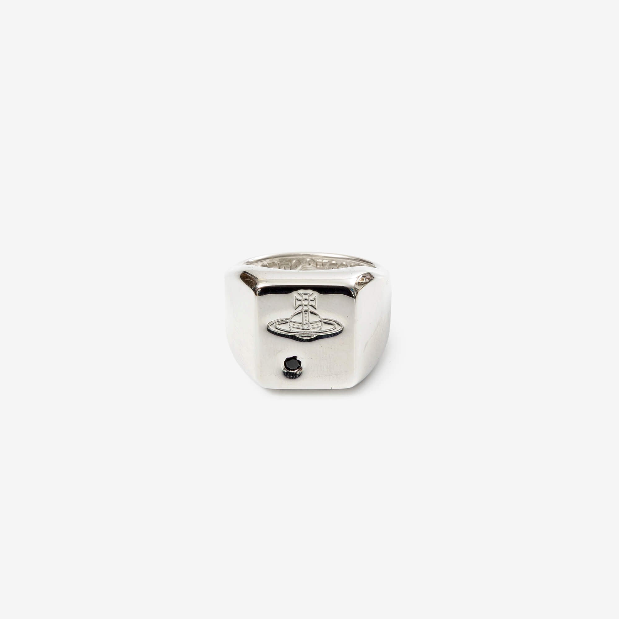 Vivienne Westwood Carlo Ring Platinum/Black CZ-1