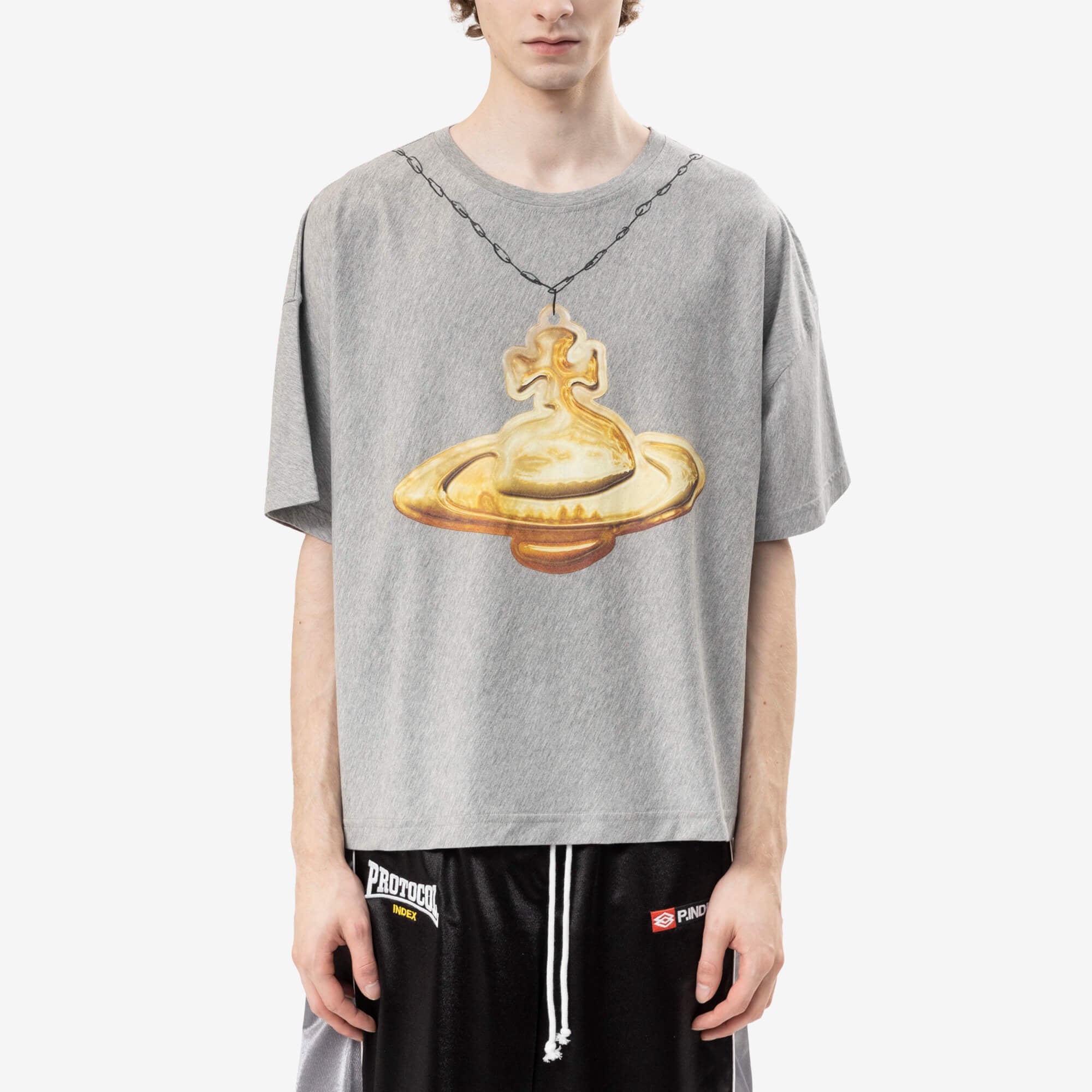 Vivienne Westwood Gold Orb Oversize Box T-Shirt Grey Melange-1